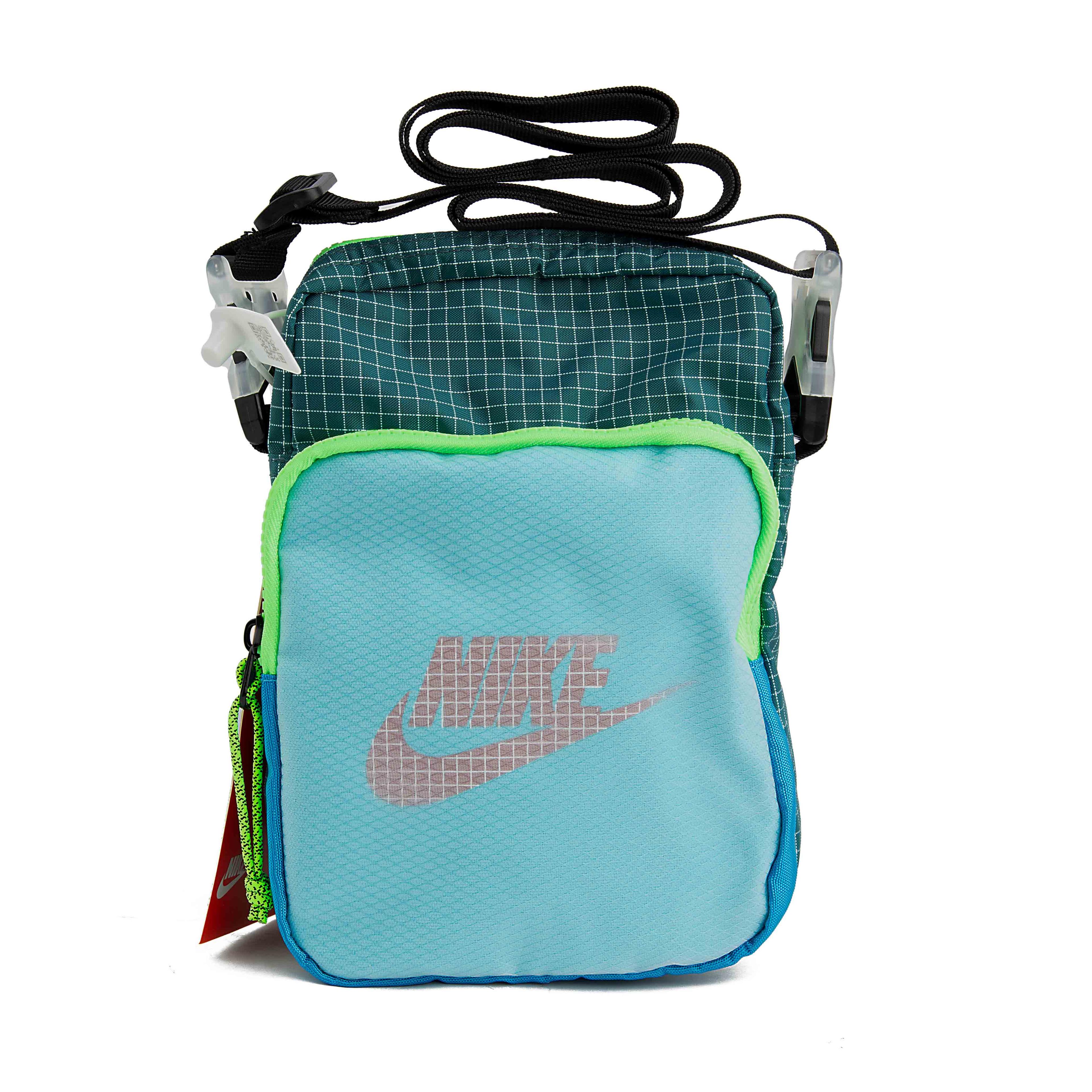  Unisex Design Teal Grid Pattern Compact Crossbody Bag, 11460 - Teal