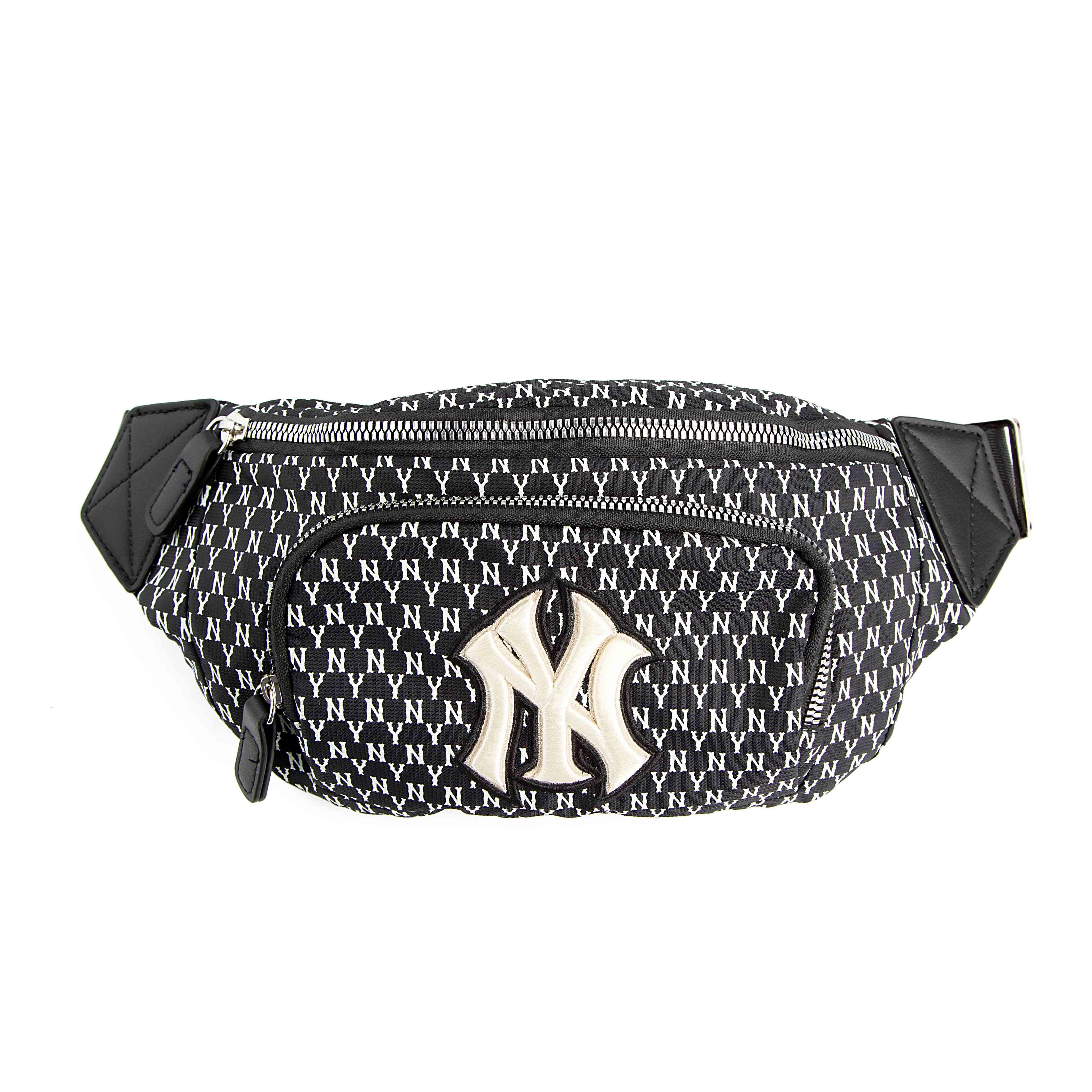 Shop the MLB black logo-print waist bag. 