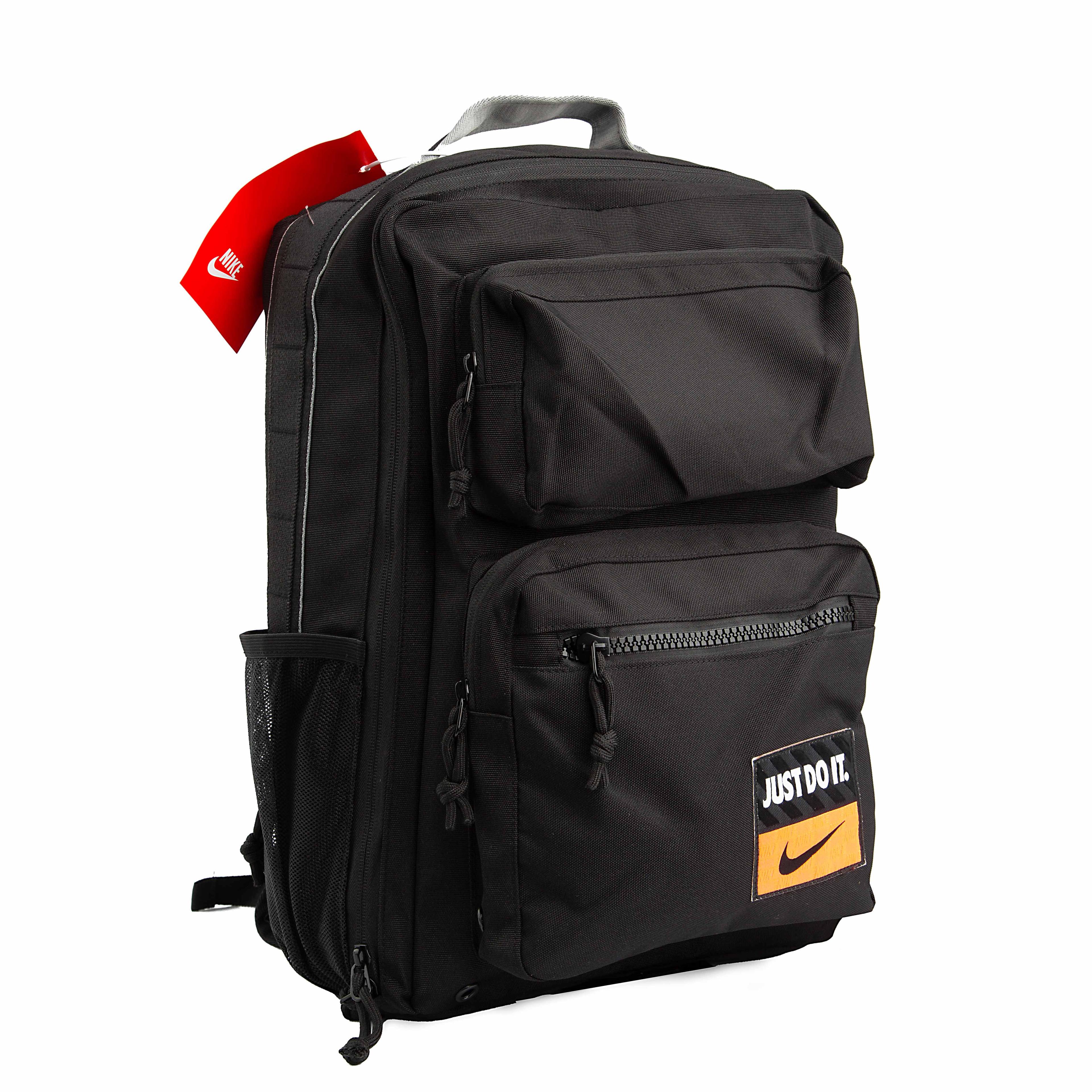 This is a durable, multi-pocket backpack from Nike, designed for practicality and organization. 