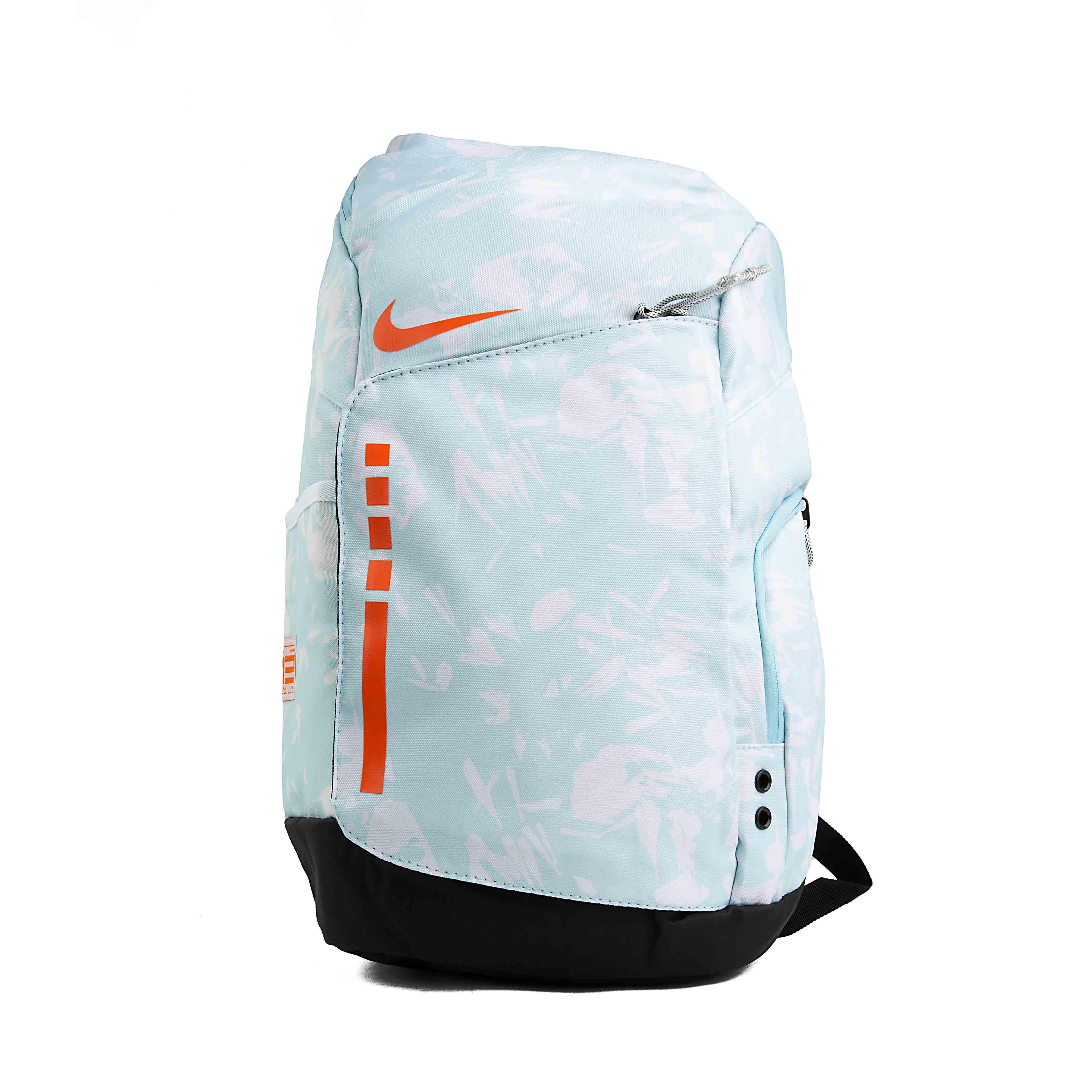 Specialized Nike Elite Pro Basketball Backpack in light blue and orange. 