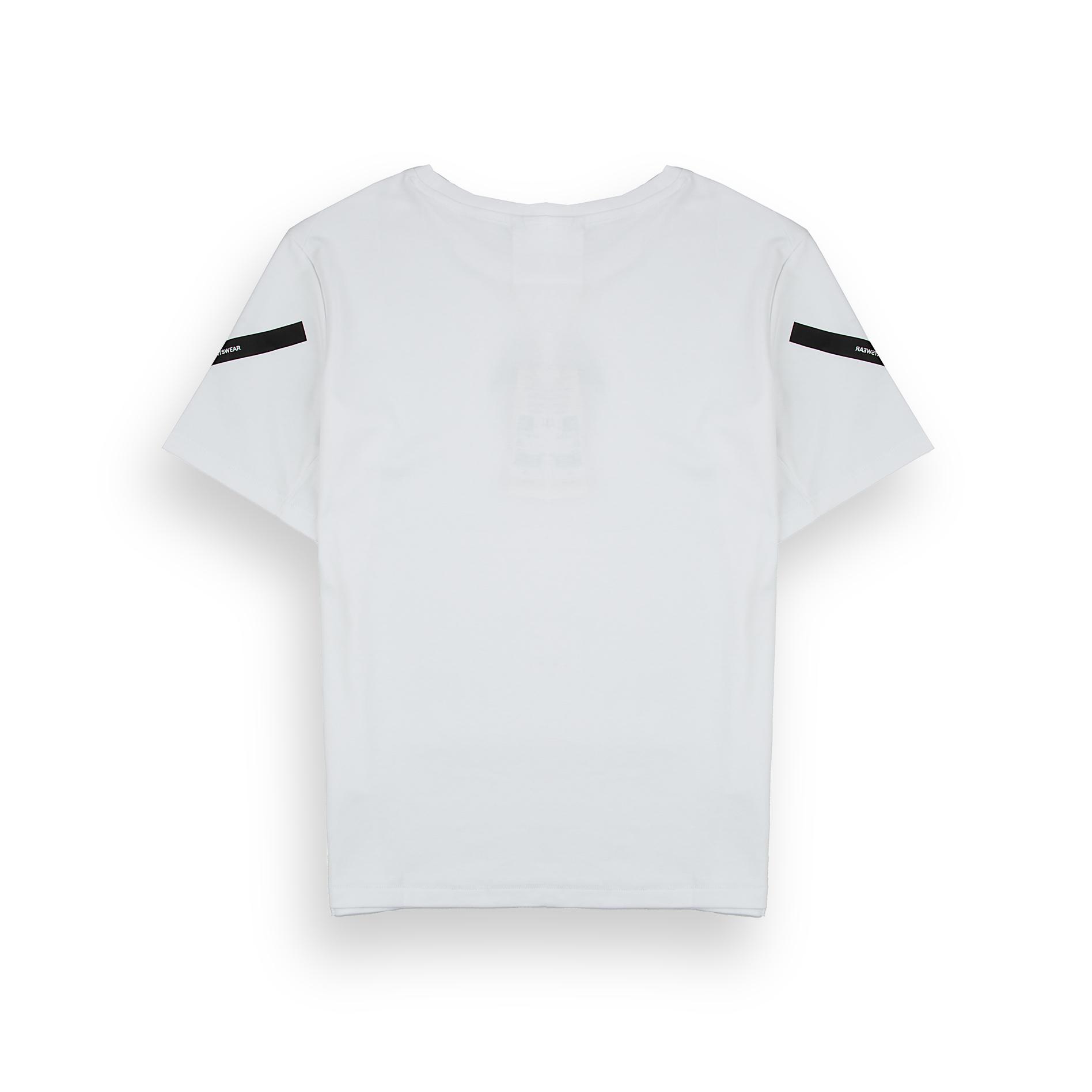 Adidas Sportswear T-Shirt in white with a black three-stripe logo on the chest and matching stripes on the sleeves.