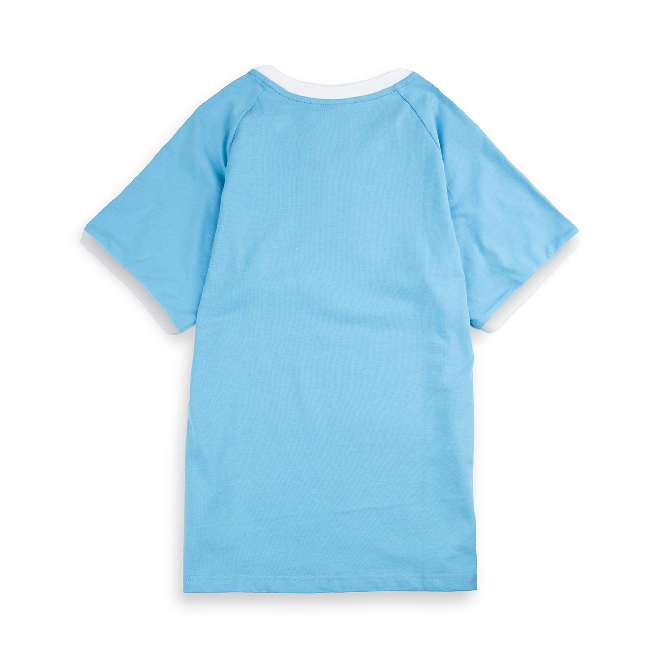  Elevate your everyday style with the timeless Adidas Originals 3-Stripes T-shirt in refreshing sky blue. Iconic comfort meets classic design