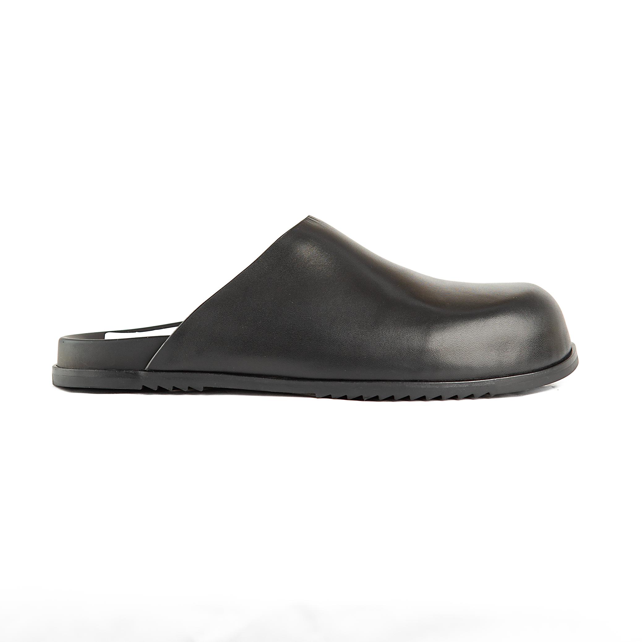Rick Owens Granola Leather Mules - Black Designer Slip-ons