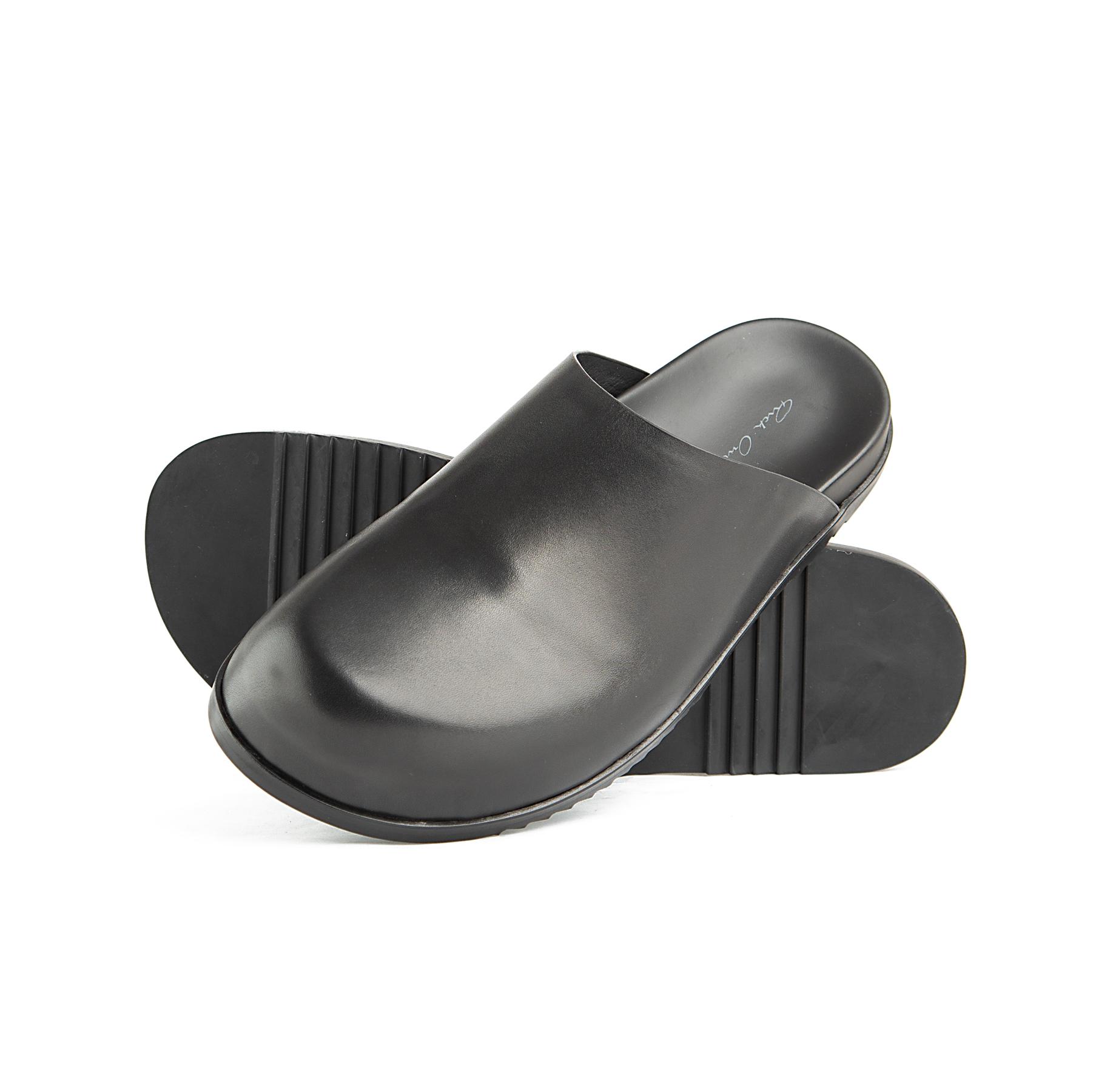 Rick Owens Granola Leather Mules - Black Designer Slip-ons