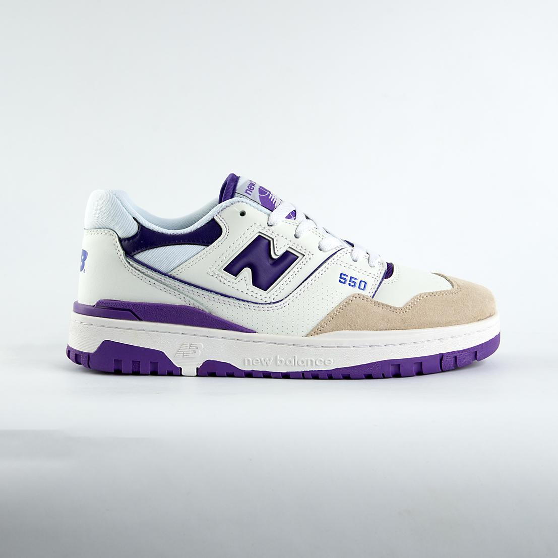 New Balance 550 White Purple Tan - Unisex Retro Sneakers