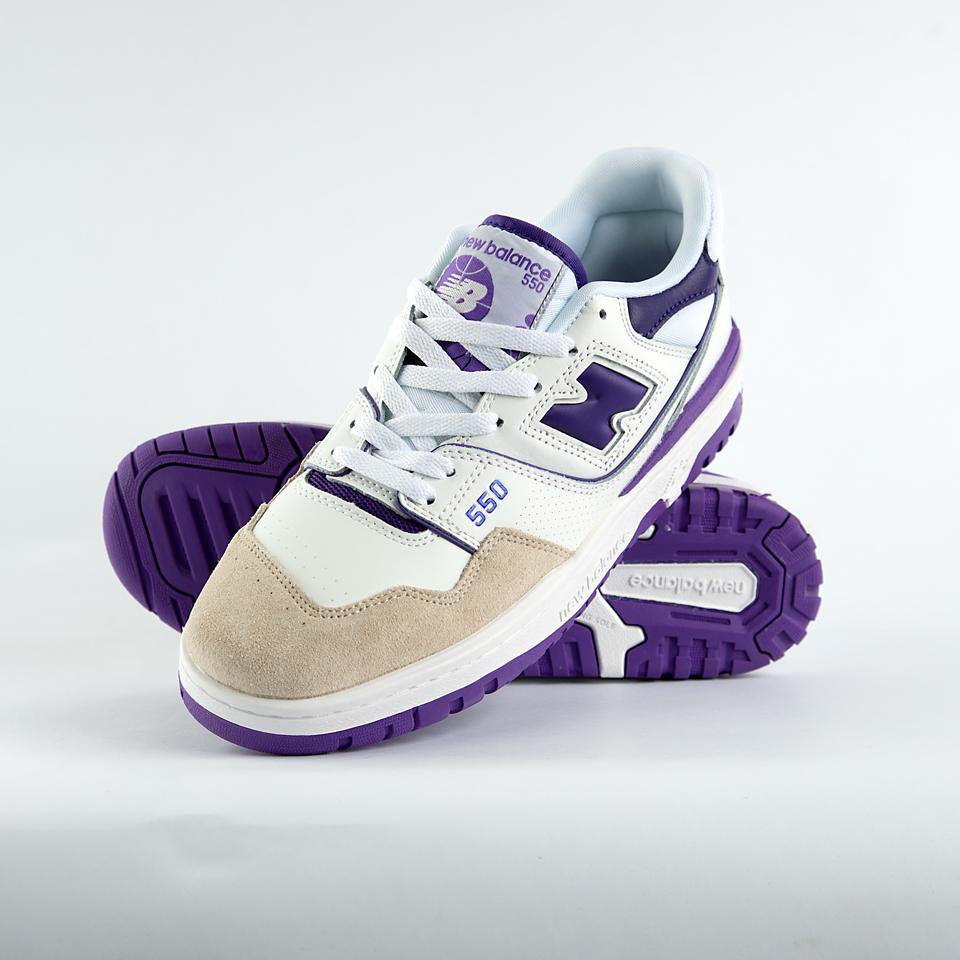 New Balance 550 White Purple Tan - Unisex Retro Sneakers