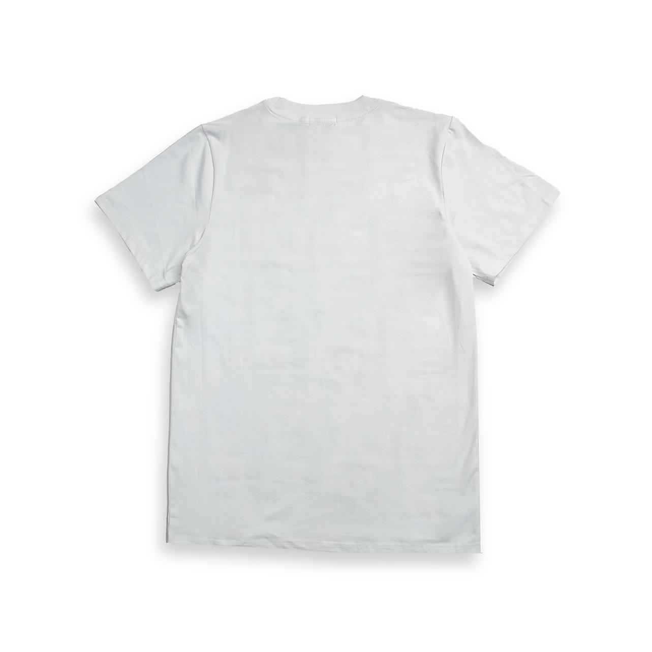 White Hermès t-shirt with large multi-colour abstract geometric logo graphic, luxury designer unisex wear.