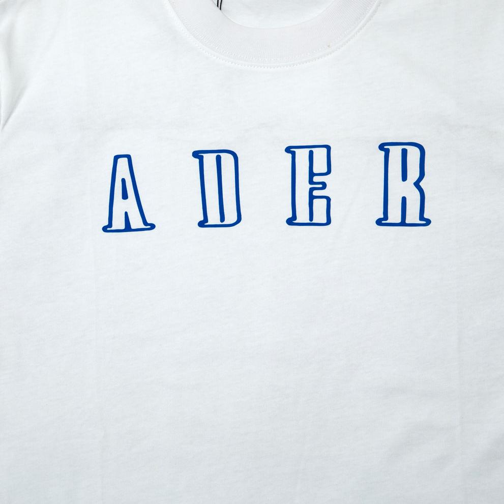 This is a short-sleeved, crew-neck T-shirt from the South Korean streetwear brand ADER error (often stylized with a semicolon, e.g., A;der Error).