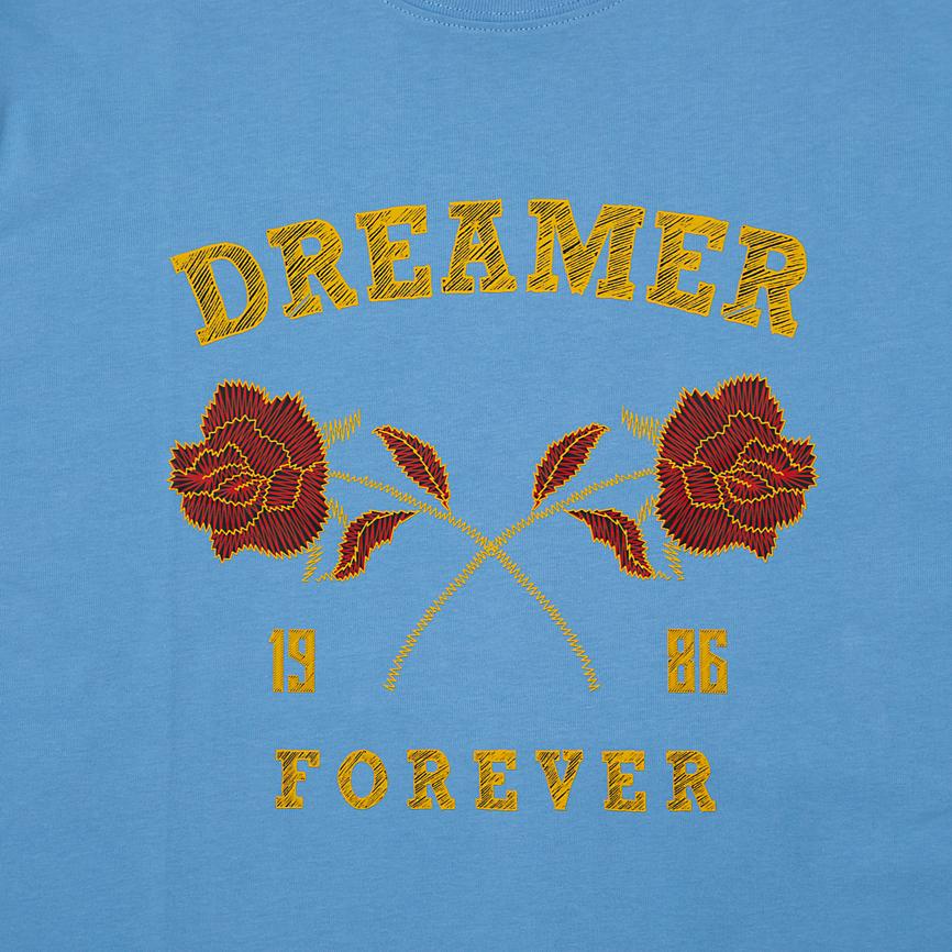 This is a short-sleeved, crew-neck t-shirt featuring a bold graphic print on the chest.