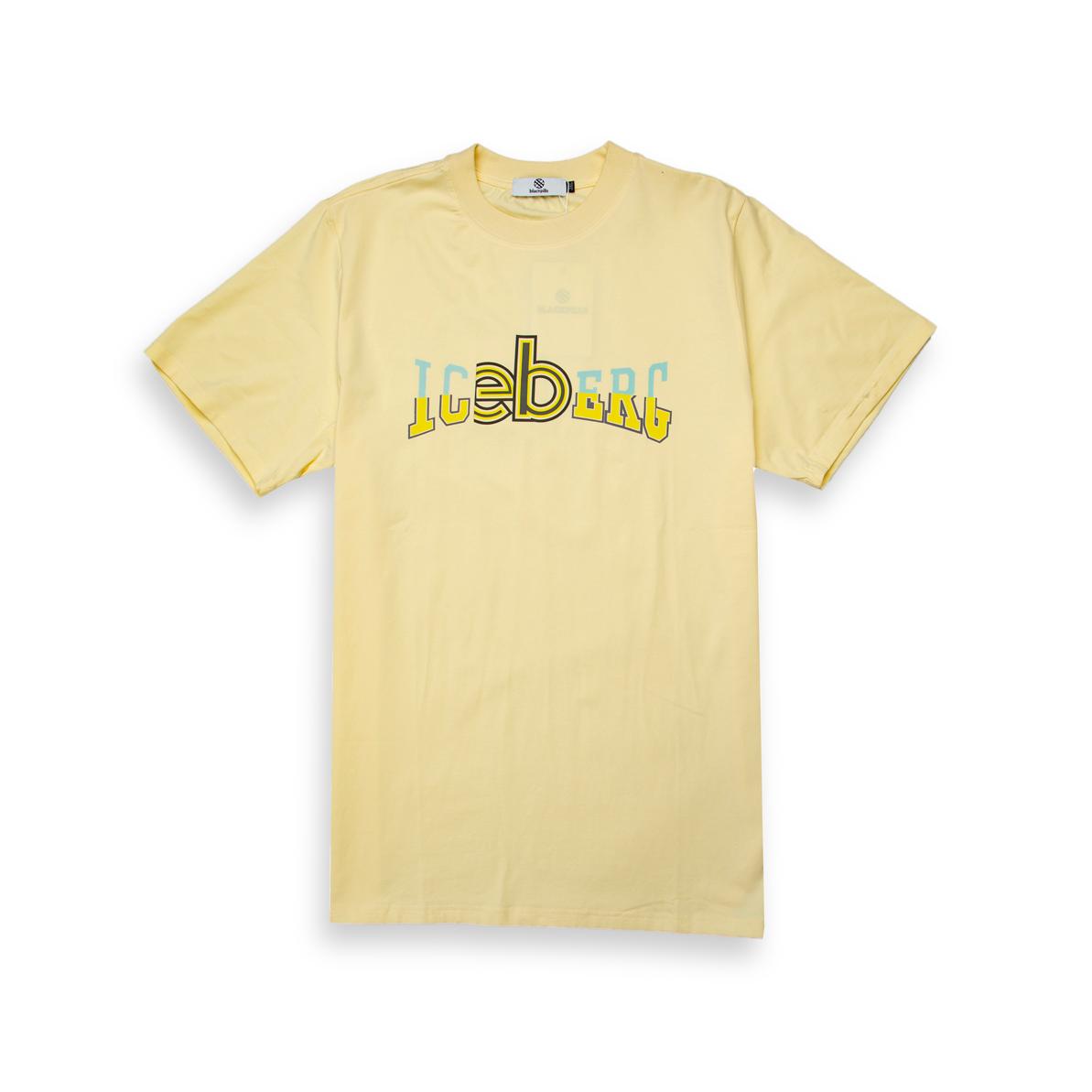 This is a high-quality, short-sleeved t-shirt featuring a prominent ICEBERG graphic logo on the chest.