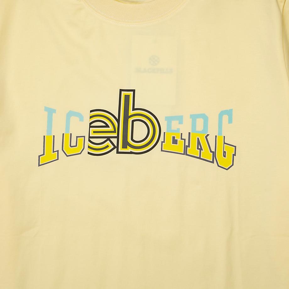 This is a high-quality, short-sleeved t-shirt featuring a prominent ICEBERG graphic logo on the chest.