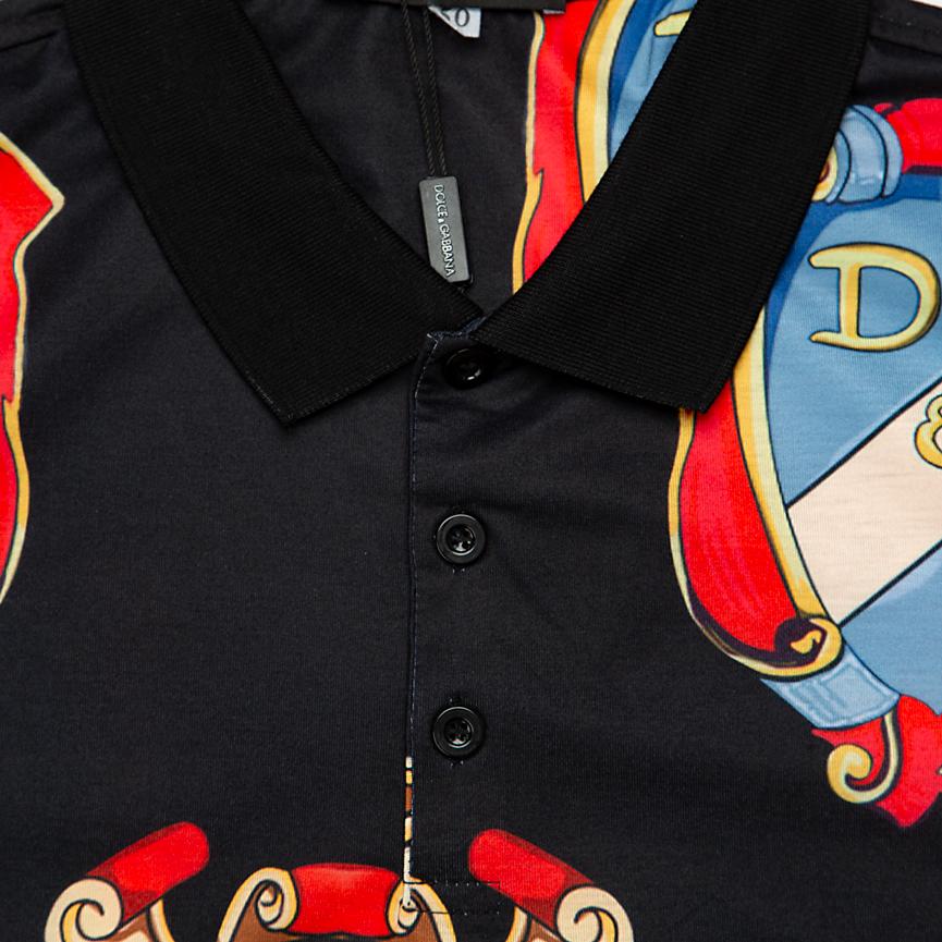 This is a high-fashion, short-sleeve polo shirt from Dolce & Gabbana.