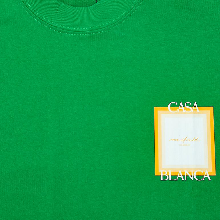 This is a vibrant, crew-neck sleeveless t-shirt with a distinct, retro-inspired graphic print on the back