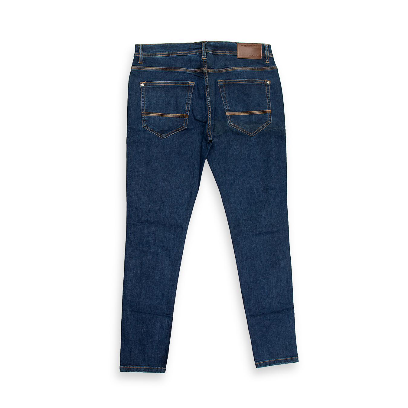 These are men's contemporary skinny-fit jeans, featuring a classic five-pocket design, zip fly, and a button closure.