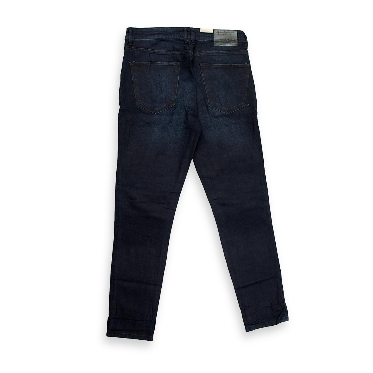 These are a timeless pair of Classic Straight-Fit Denim Jeans in a rich, dark wash.