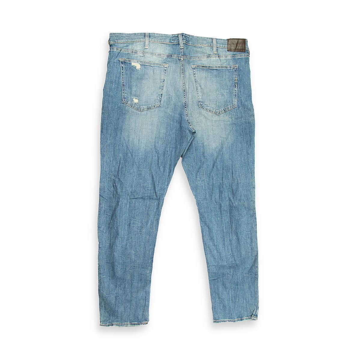 They feature a bright, faded light blue wash that gives them an authentic vintage appearance.