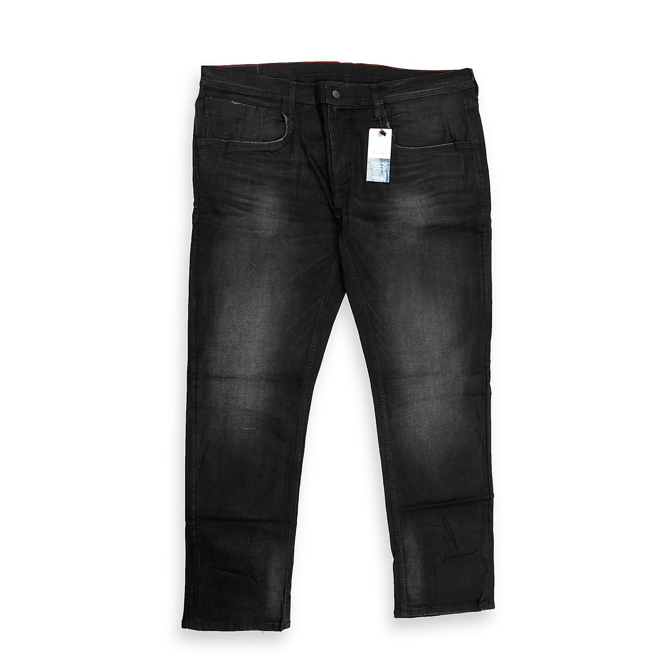 A stylish and comfortable pair of five-pocket jeans featuring a washed black finish