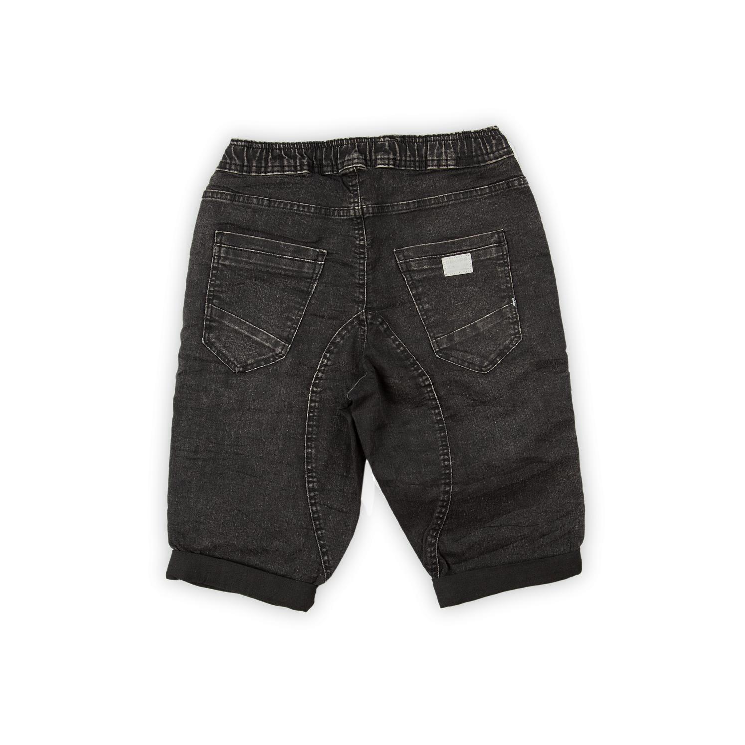These are comfortable, casual shorts or culottes with a functional, jogger-style design. They feature a relaxed fit and are made from a black-wash denim or durable fabric.