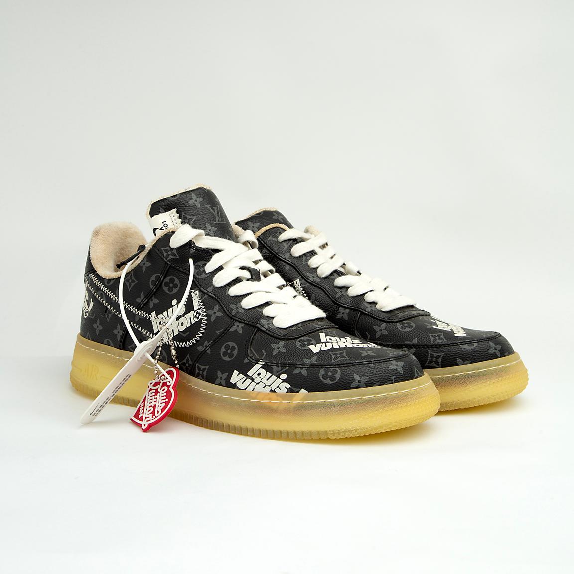 This is a highly exclusive, low-top sneaker from the iconic Louis Vuitton x Nike Air Force 1 collaboration, designed by Virgil Abloh for the Louis Vuitton Spring-Summer 2022 Men's Collection.