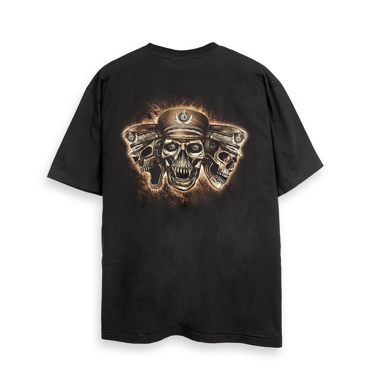 "Rock Eagle black unisex T-shirt featuring a detailed skeleton general graphic – gothic military streetwear style"