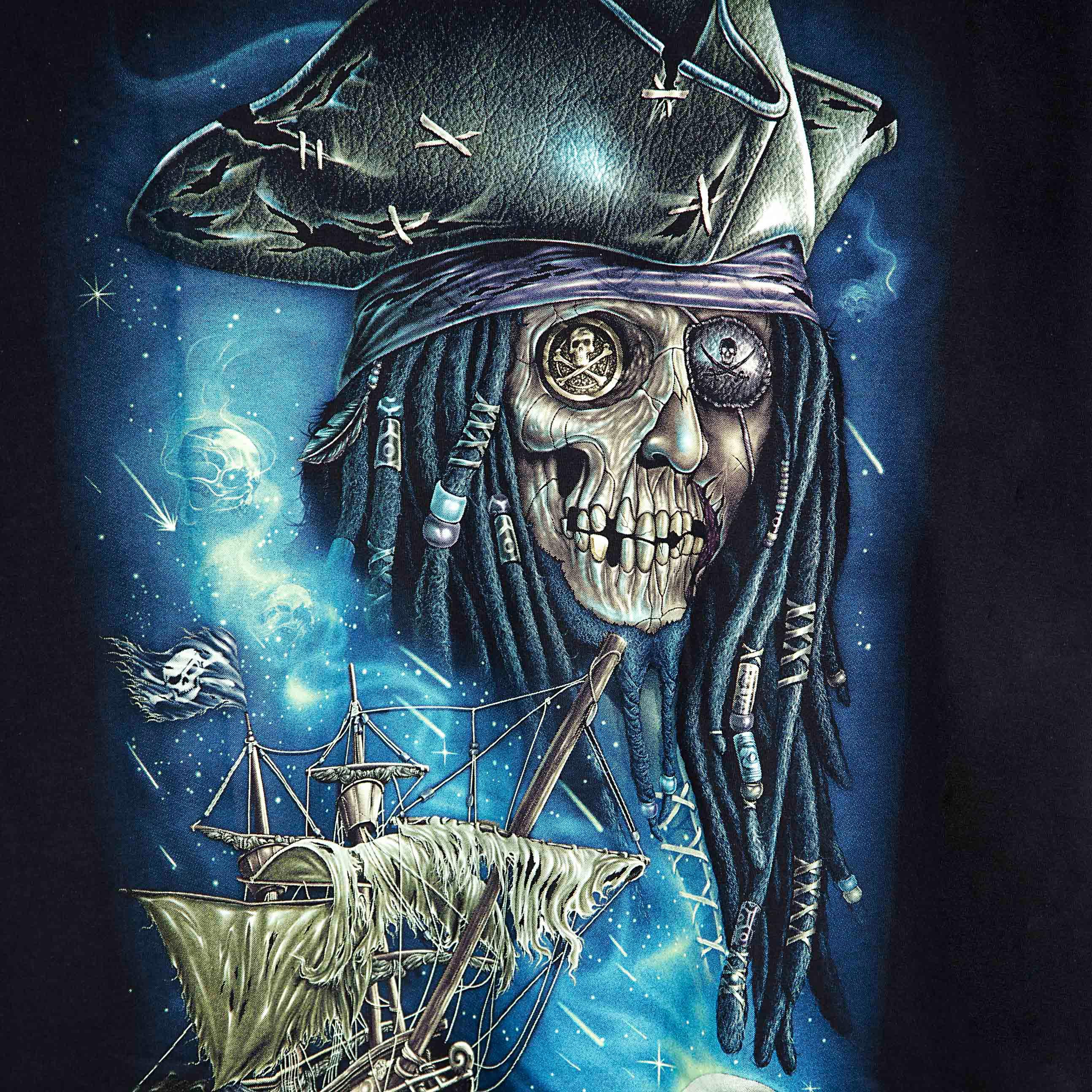 Rock Eagle Pirate Skull Ship Glow T-Shirt | Gothic Biker T-Shirt