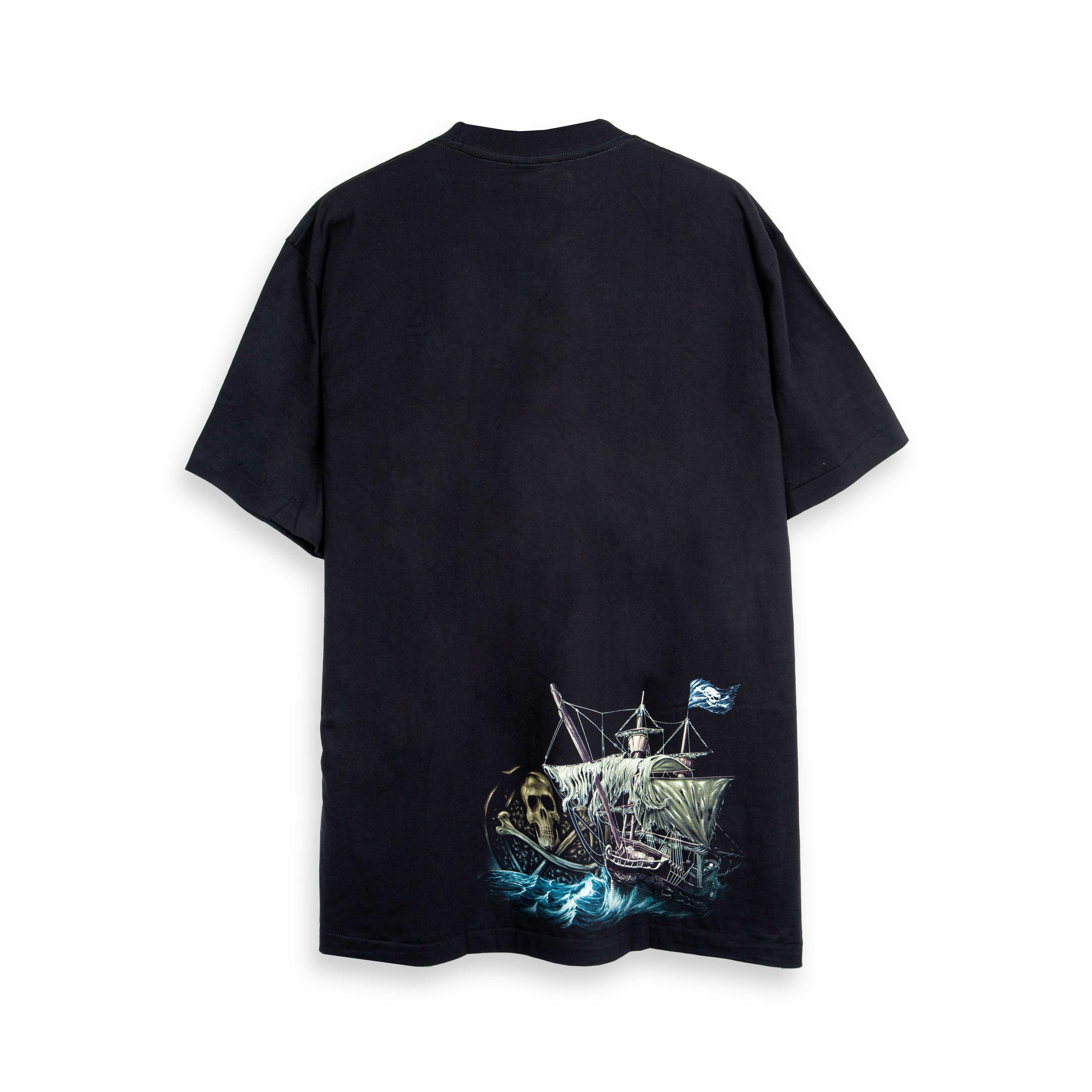 Rock Eagle Pirate Skull Ship Glow T-Shirt | Gothic Biker T-Shirt