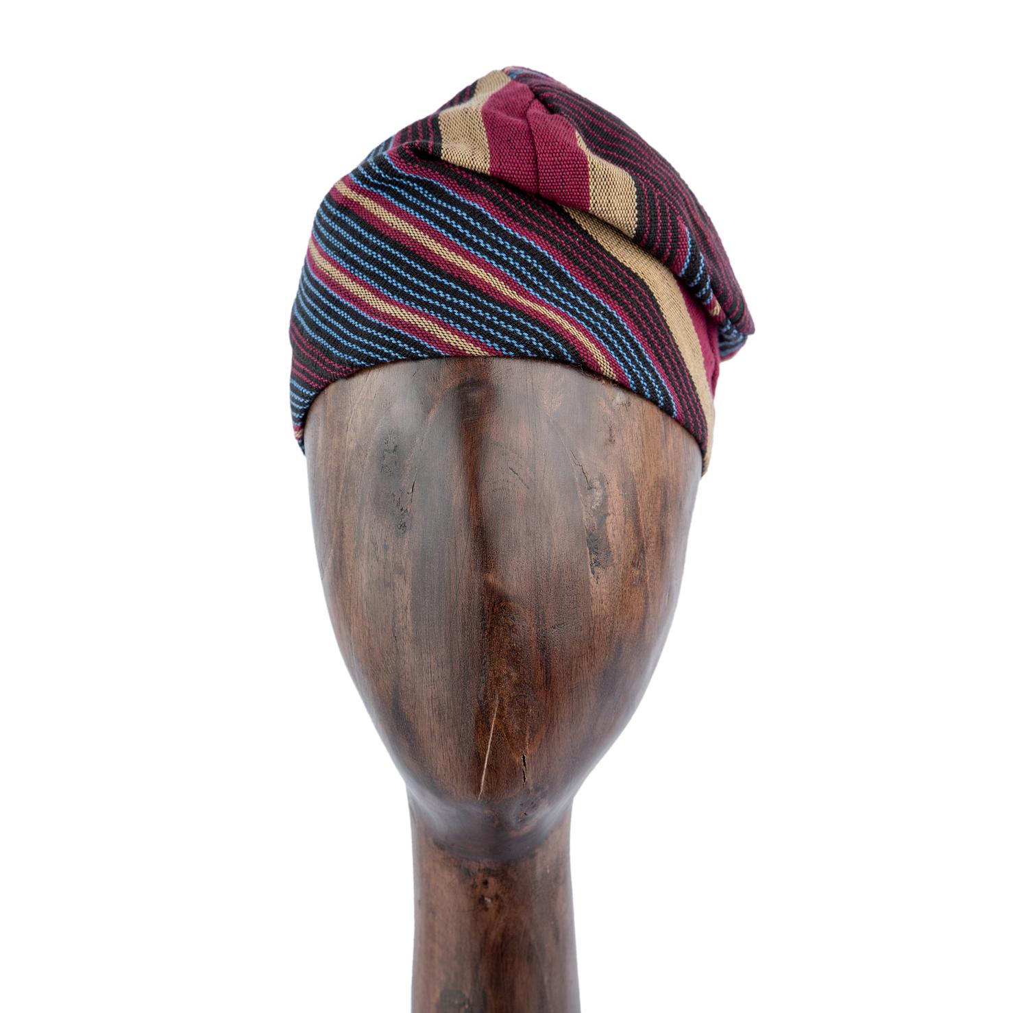 Multicolored Striped Aso Oke Fila Cap, Nigerian hat, cultural headwear, men's cap