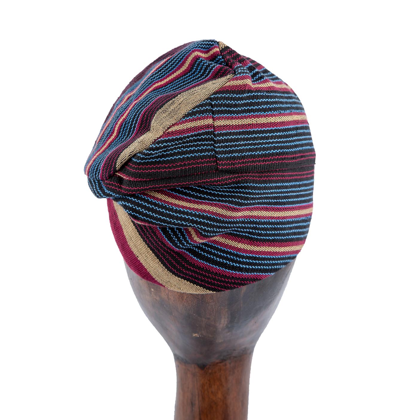 Multicolored Striped Aso Oke Fila Cap, Nigerian hat, cultural headwear, men's cap