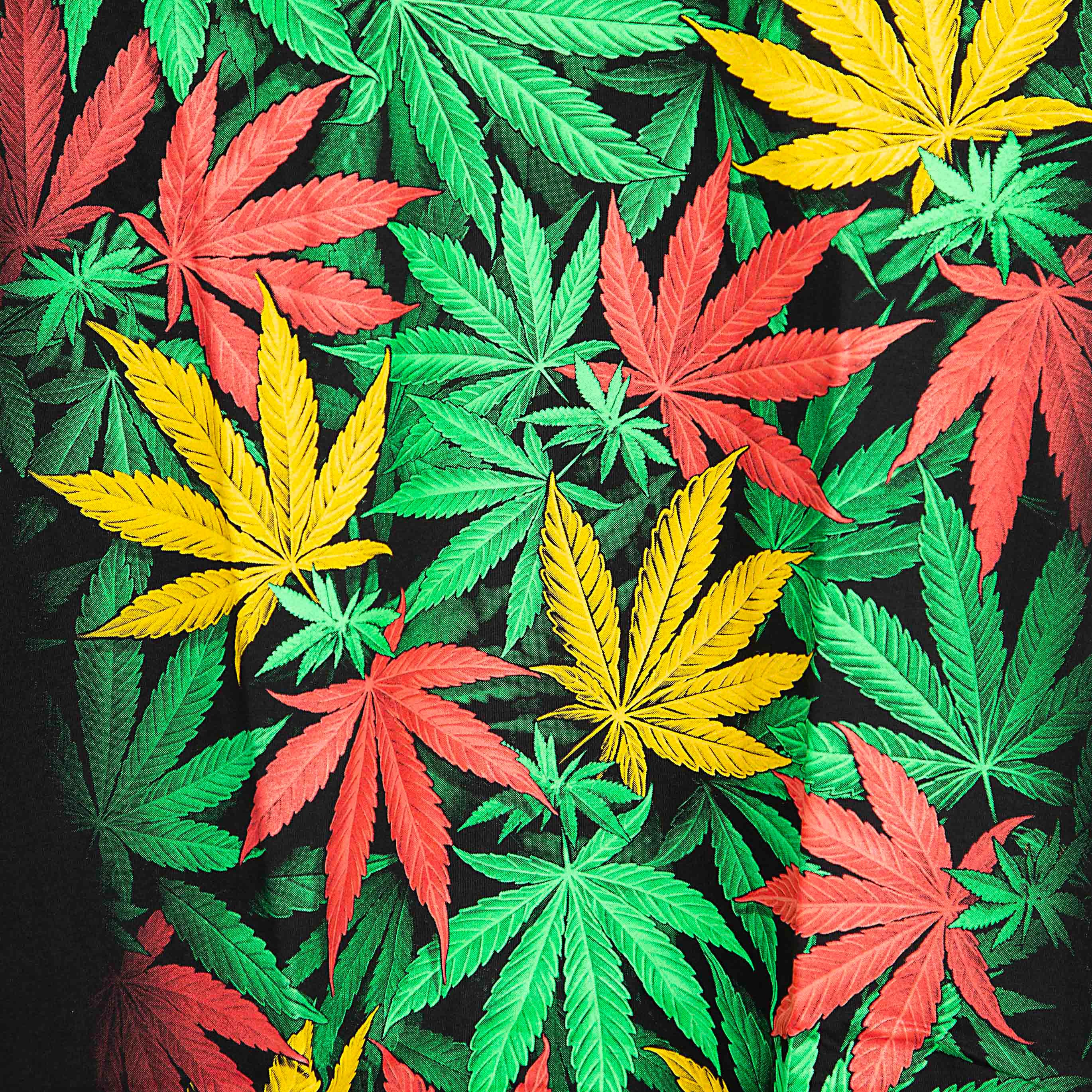 Rock Eagle Rasta Cannabis Leaves Glow-in-Dark Black T-Shirt