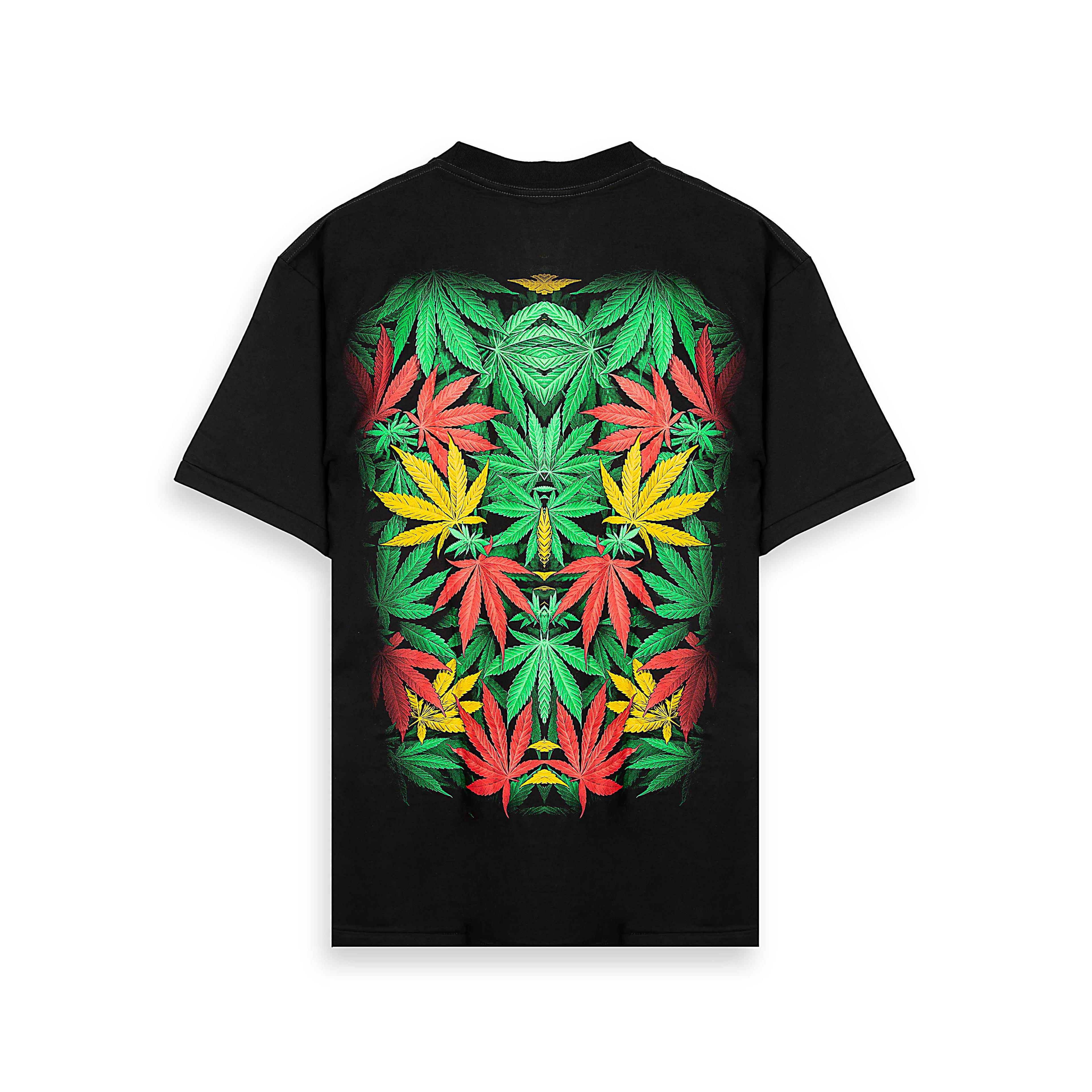Rock Eagle Rasta Cannabis Leaves Glow-in-Dark Black T-Shirt