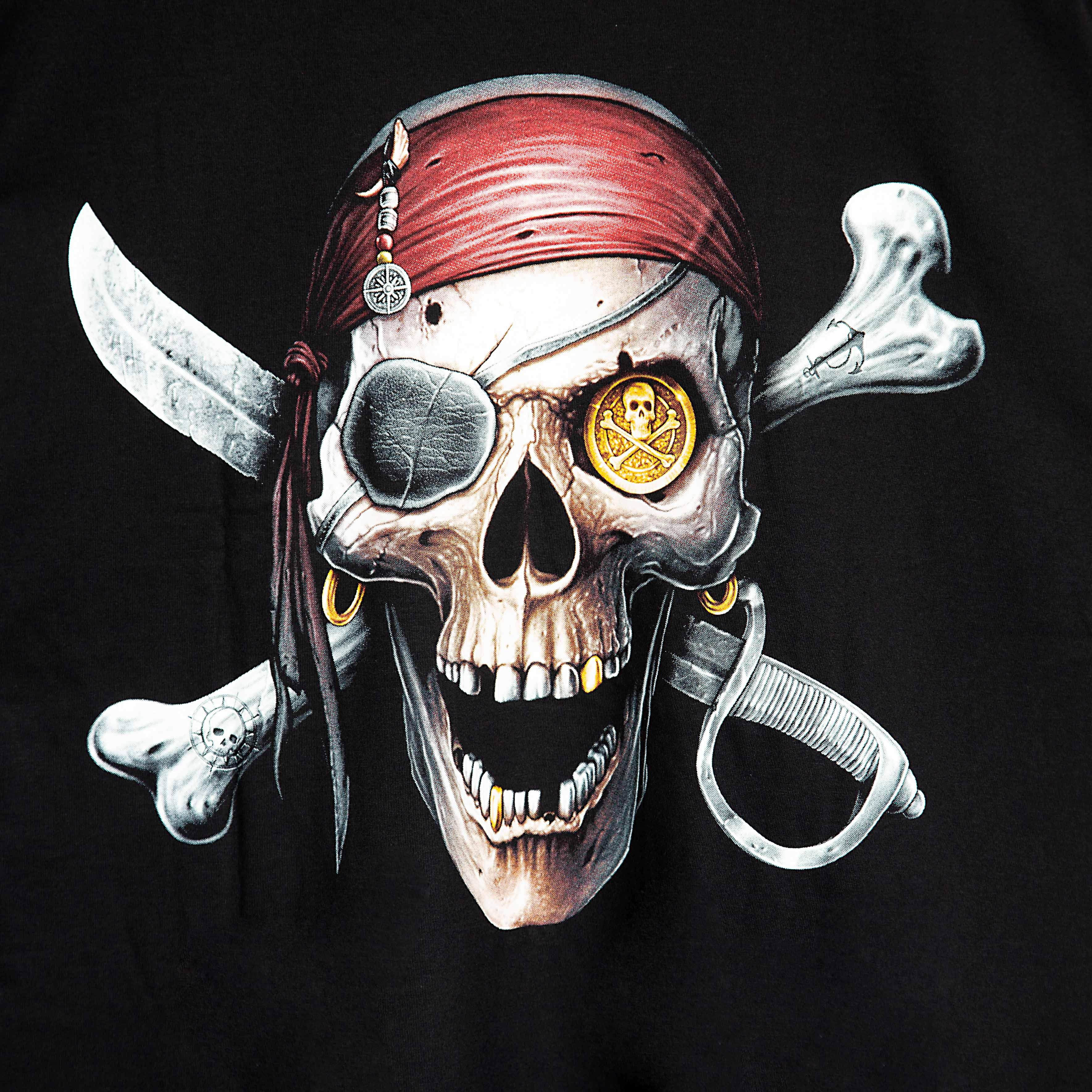 "Rock Eagle black unisex T-shirt with detailed ghost pirate captain graphic – gothic fantasy streetwear"