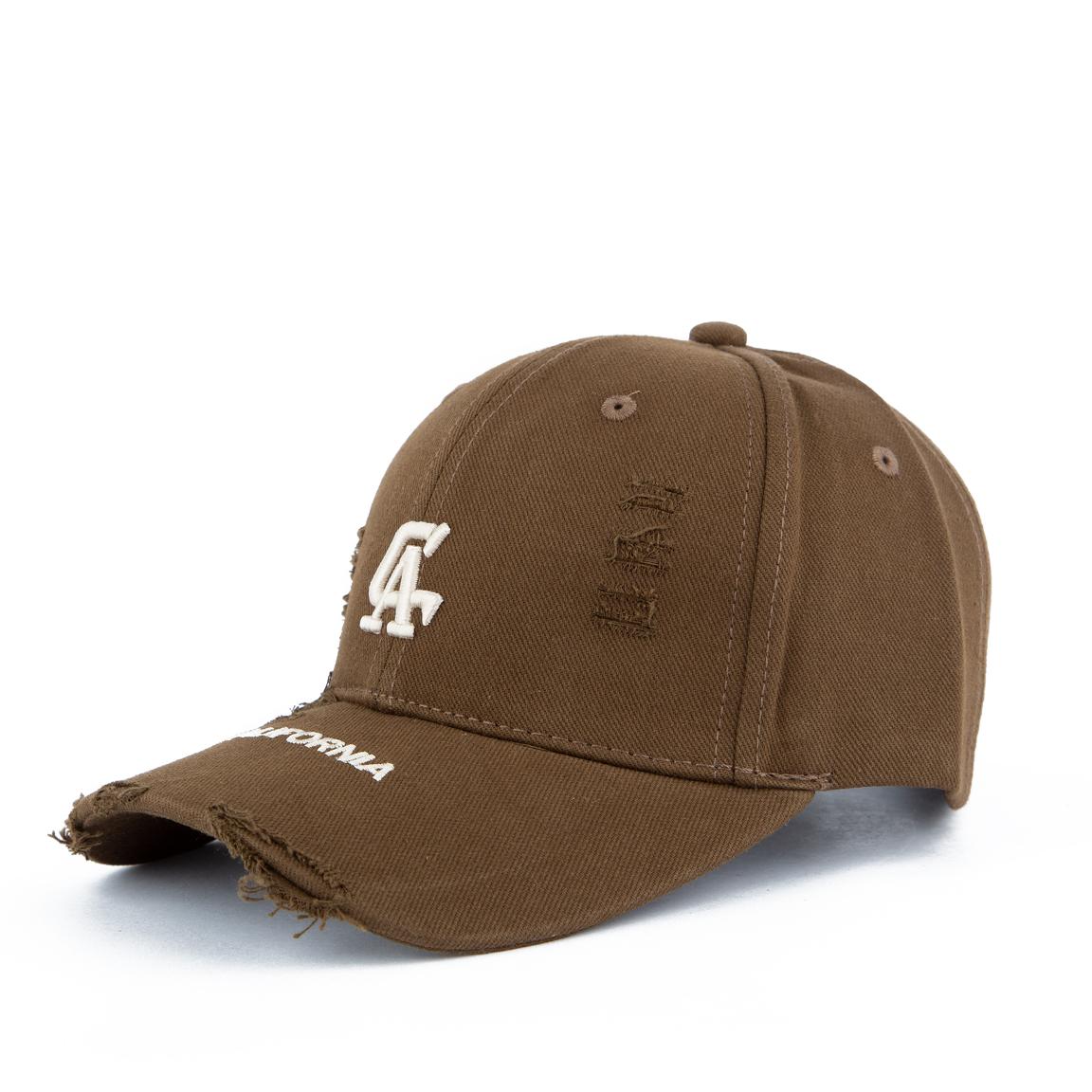 Brown Distressed Baseball Face  Cap, adjustable snapback, cotton cap