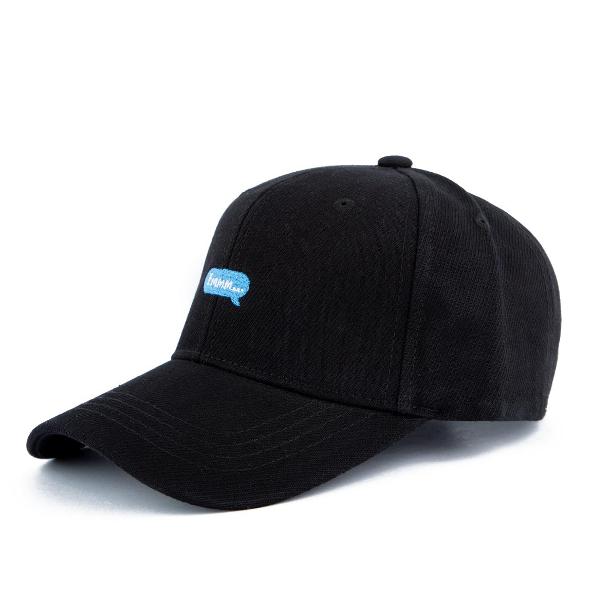 Black Baseball Face Cap, Text Bubble, adjustable snapback, cotton cap