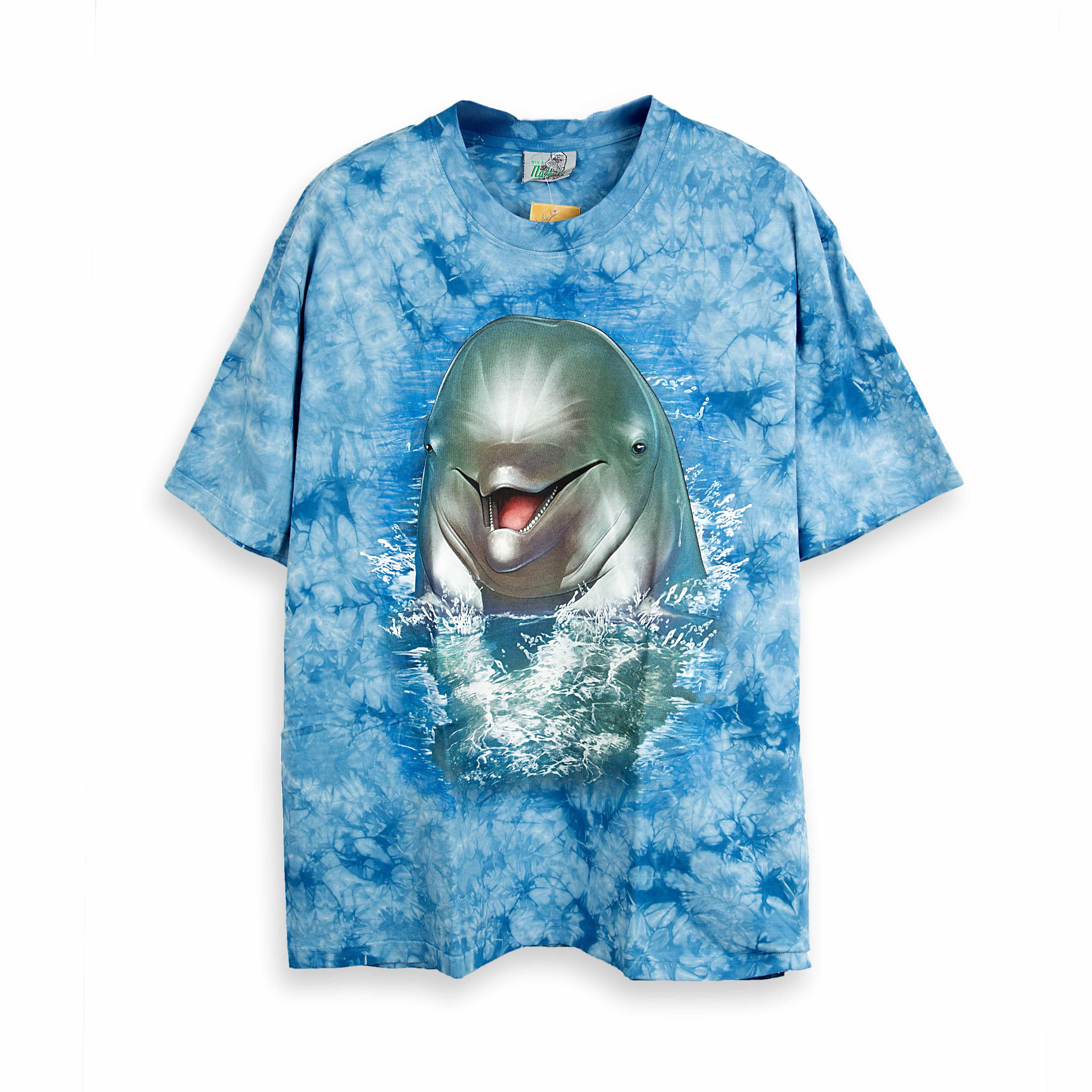 Rock Eagle Blue Tie-Dye Beluga Whale Pop-Out Unisex T-Shirt