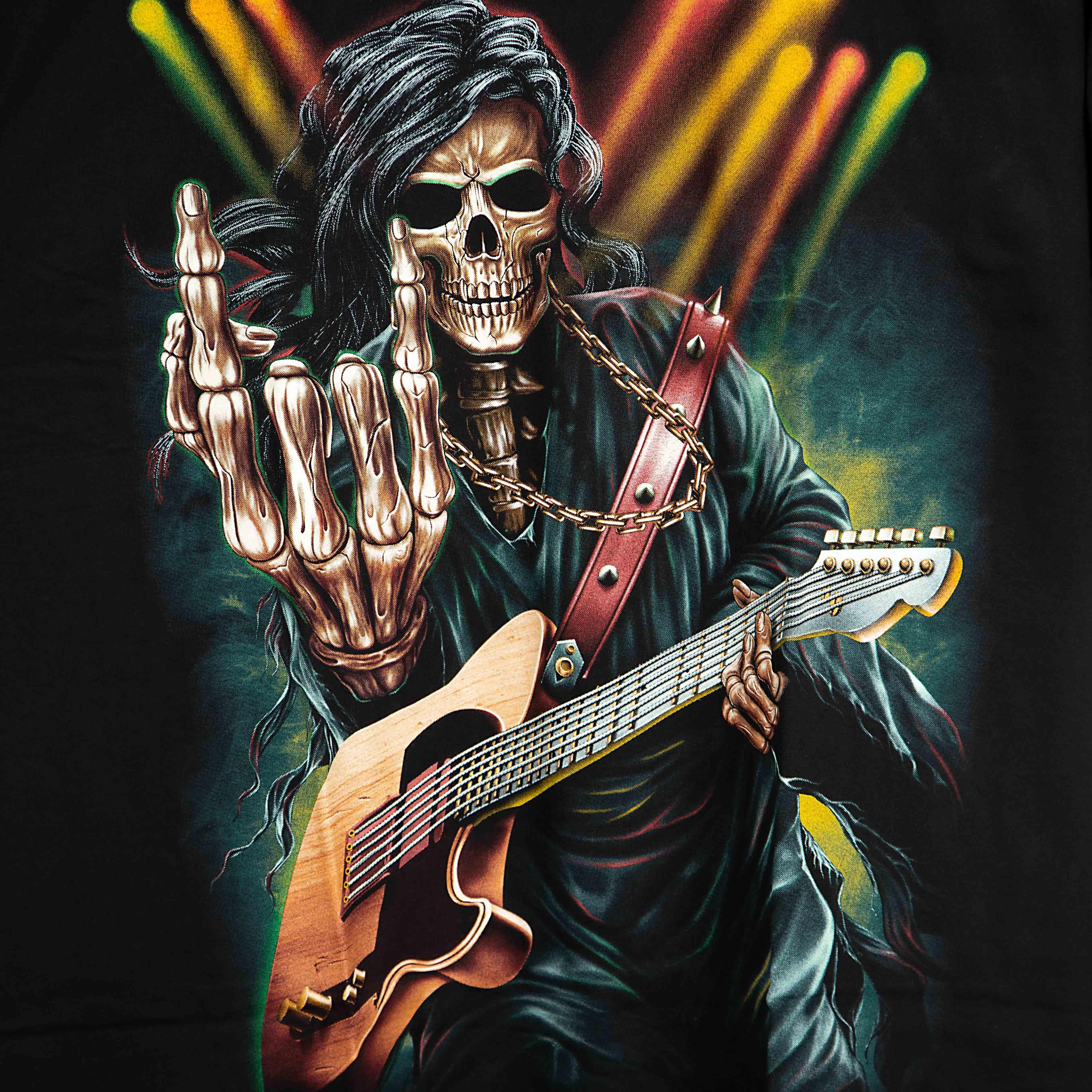 Rock Eagle Black Skeleton Guitar Rocker Unisex T-Shirt