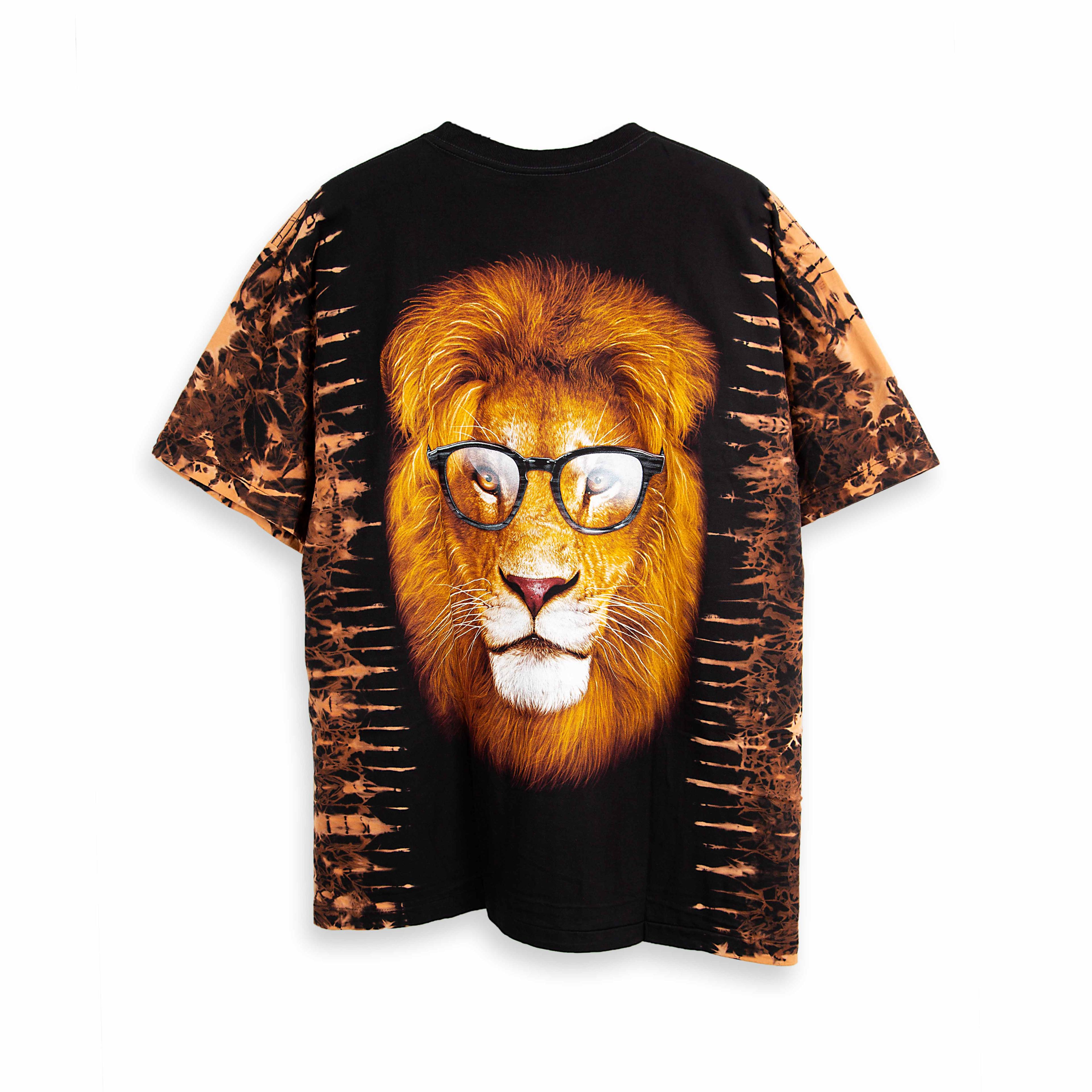 This is a highly distinctive, short-sleeved t-shirt from the Rock Eagle brand, mixing a bold graphic with an edgy fabric treatment.