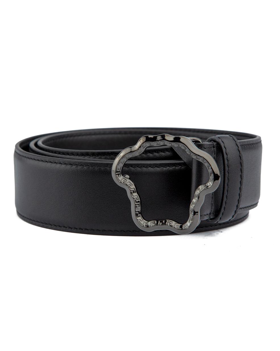 Premium Black Leather Belt with Unique Metal Buckle, 12014- Black