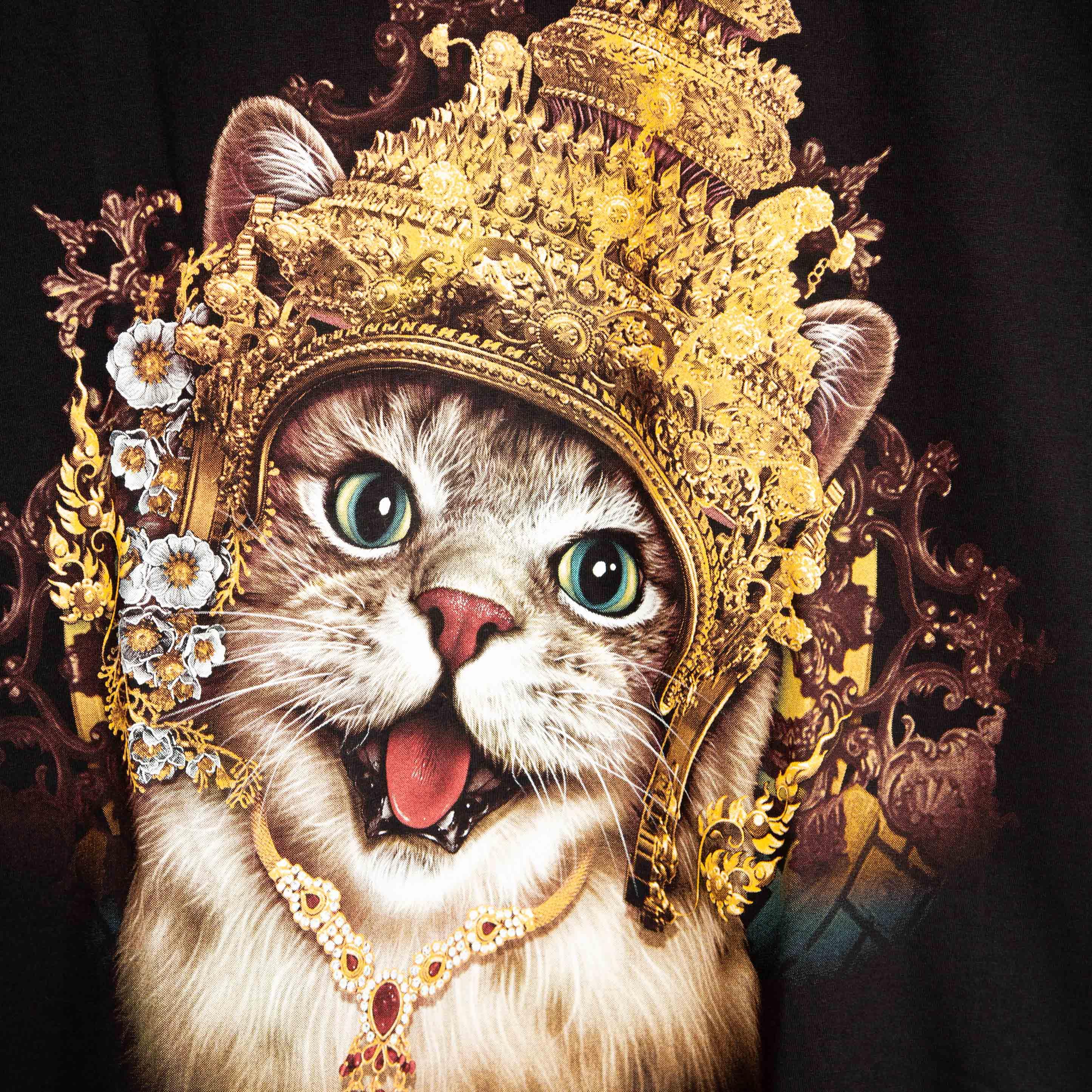 Rock Eagle Cat in Thai Headdress Black Graphic T-Shirt Unisex