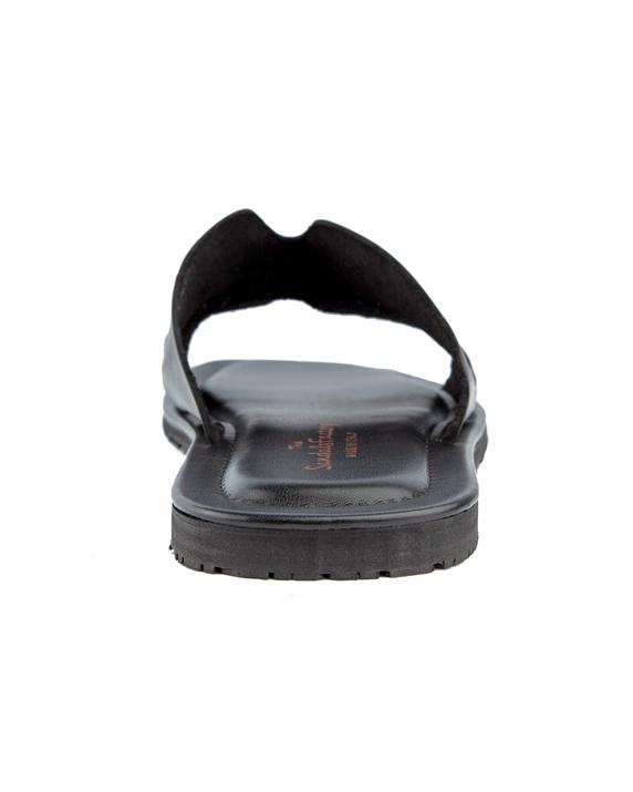 Elegant black woven cross-strap leather sandals with cushioned footbed and durable rubber sole, perfect for casual and semi-formal occasions.