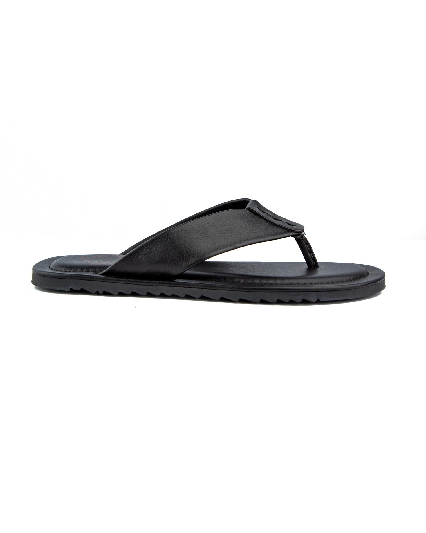 Artigiano Italian black leather thong sandals.