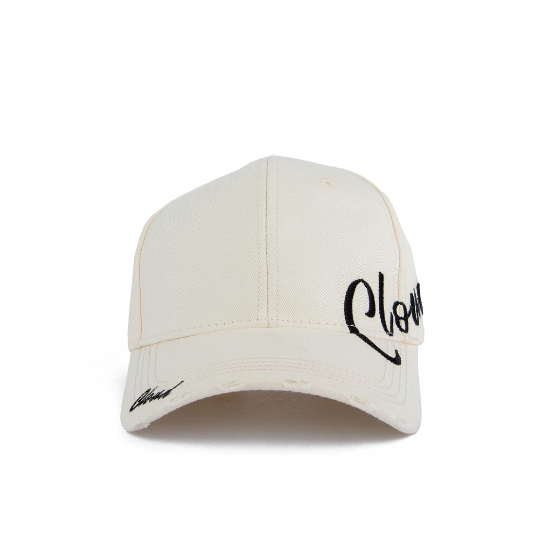 Distressed "Cloud" Logo Baseball Face Cap, 11499 - Off White