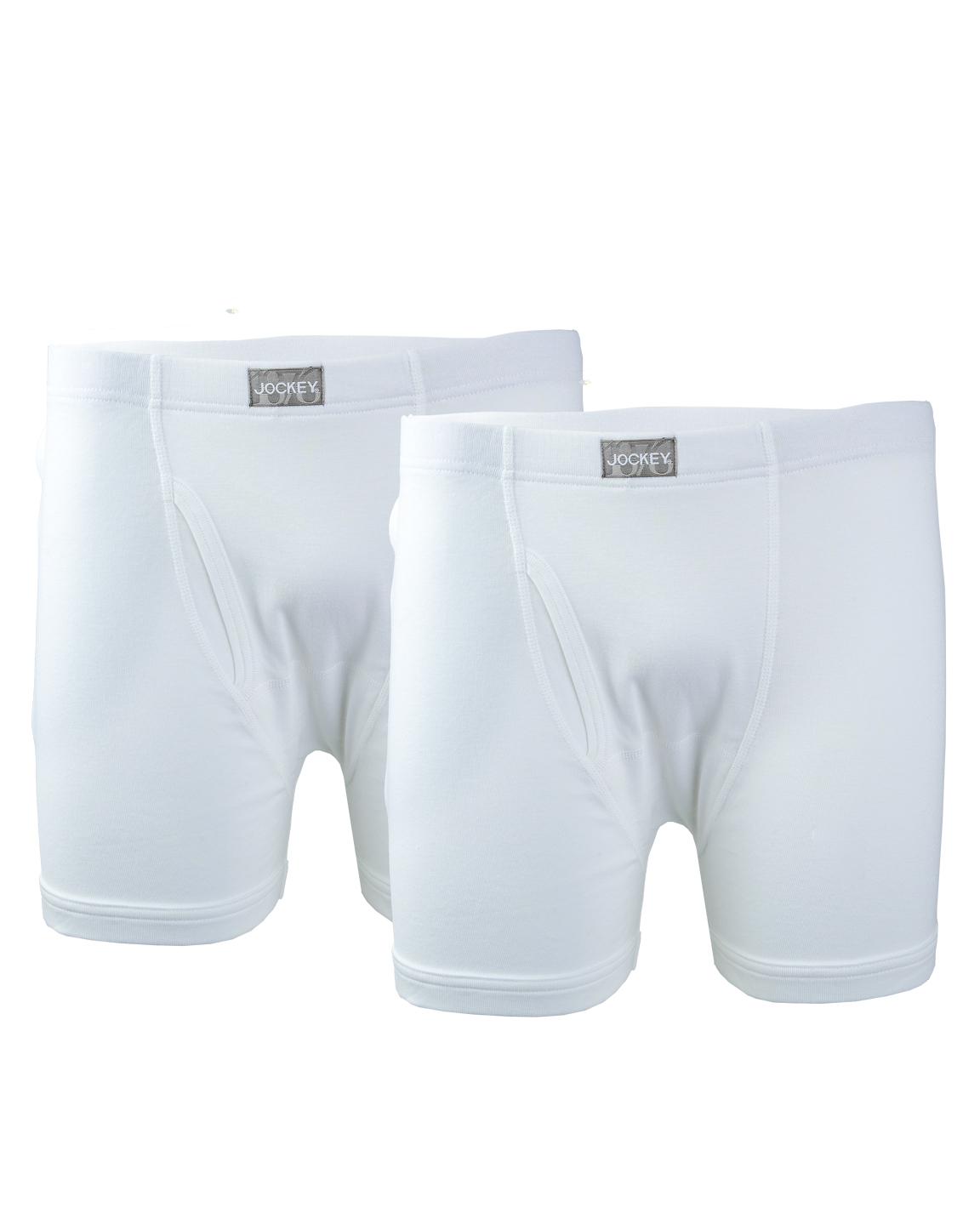 Jockey Men's Classic White Cotton Boxer Briefs – 2-Pack, Soft Cotton, Breathable, Comfortable Fit.