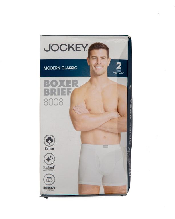 Jockey Men's White Cotton Boxer Briefs - 2 Pack, Breathable