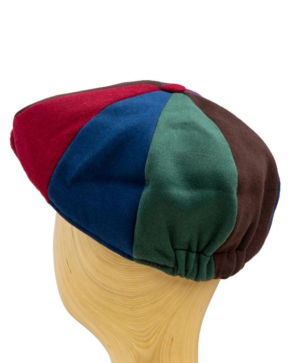 The men's Flat Cap, navy, red, green, brown, unisex, multicolor panels, stylish, warm.