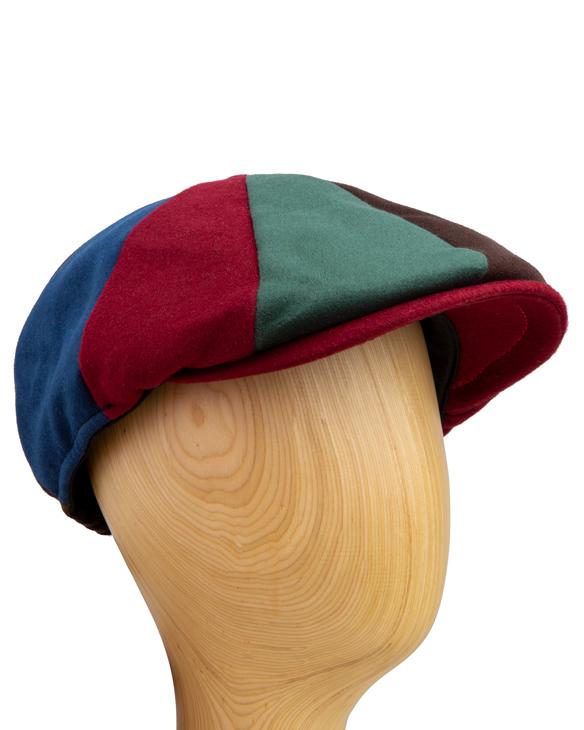 The men's Flat Cap, navy, red, green, brown, unisex, multicolor panels, stylish, warm.
