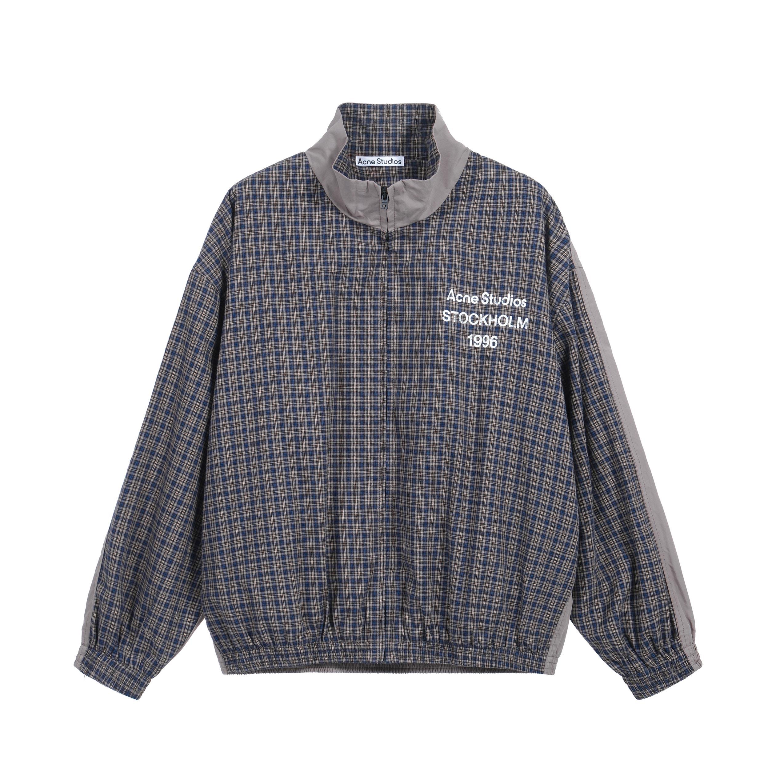 Acne Studios Plaid Check Half-Zip Track Jacket - Stockholm