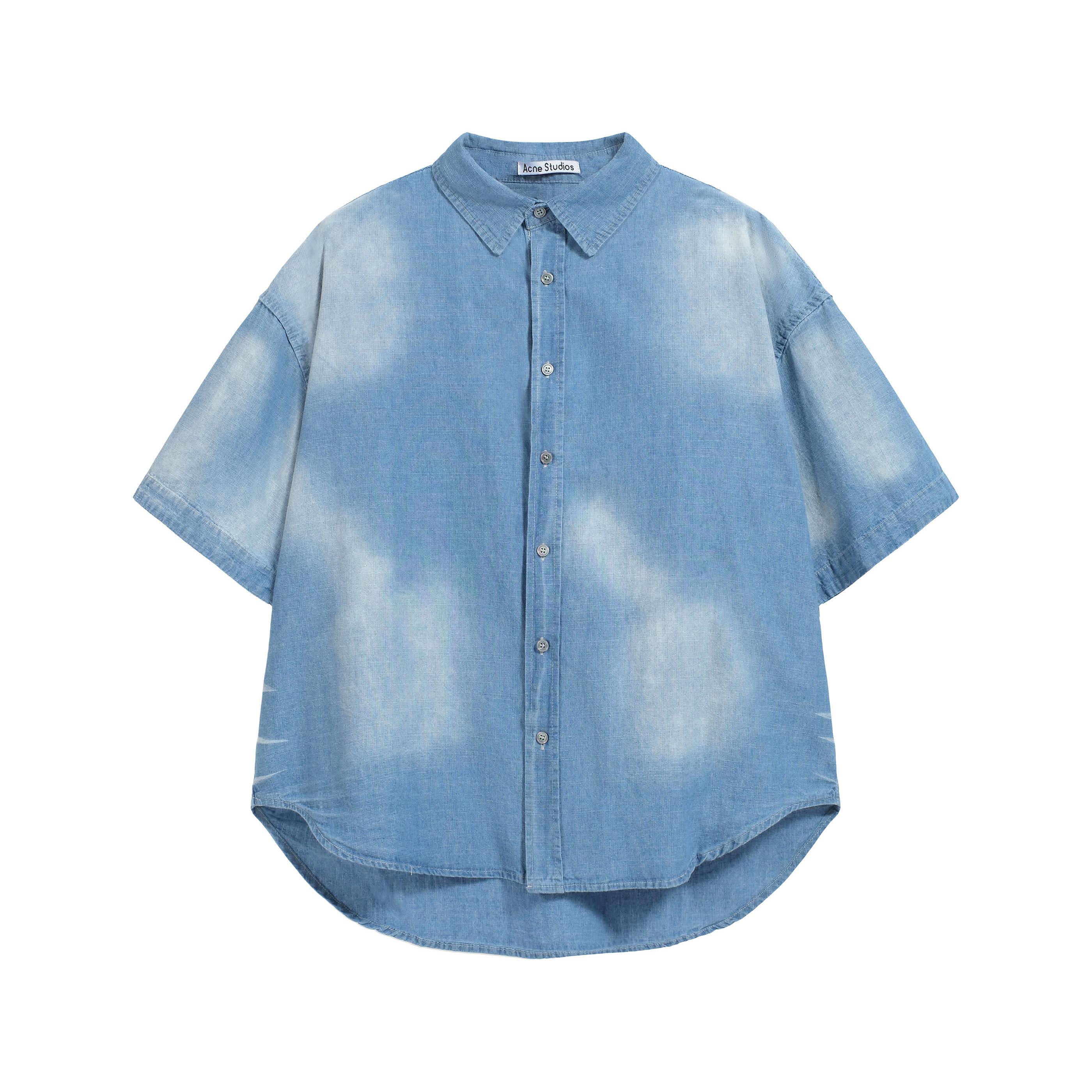 Acne Studios Unisex Faded Denim Short Sleeve Shirt