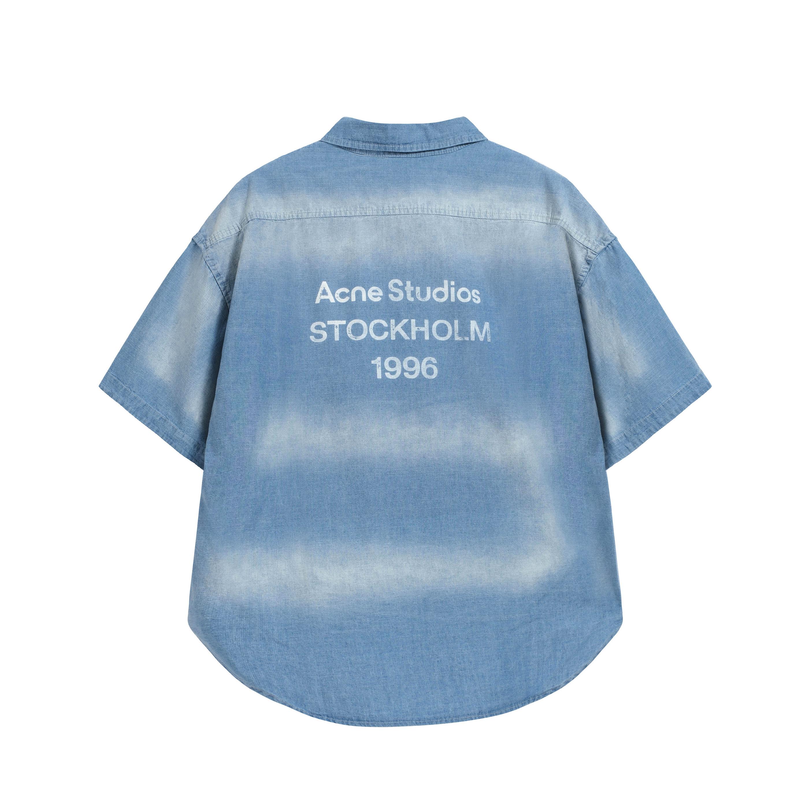 Acne Studios Unisex Faded Denim Short Sleeve Shirt
