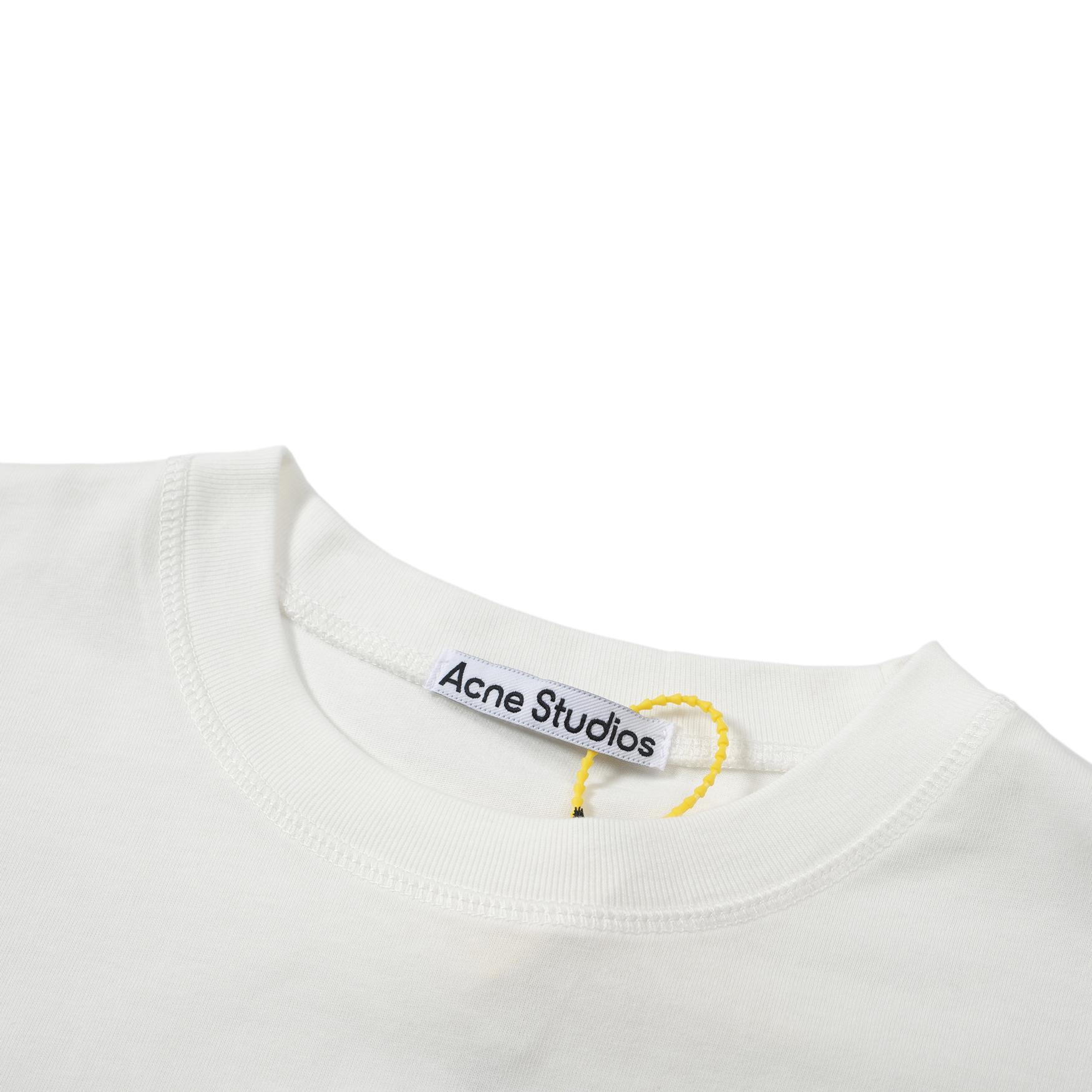 Acne Studios 1996 Logo T-Shirt - White, Pink Print, Unisex Fit