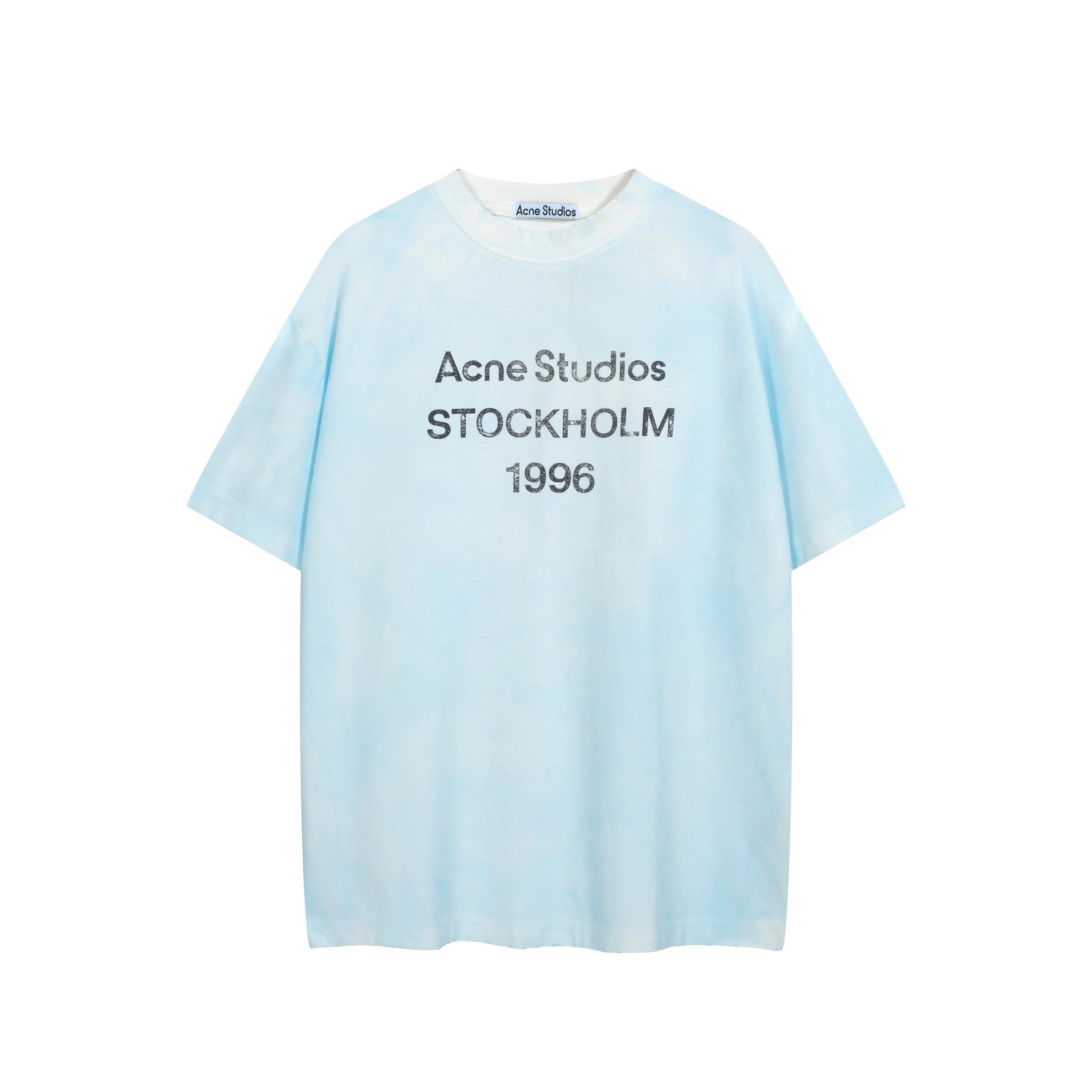 Acne Studios Washed Blue 1996 Logo T-Shirt - Unisex Fit